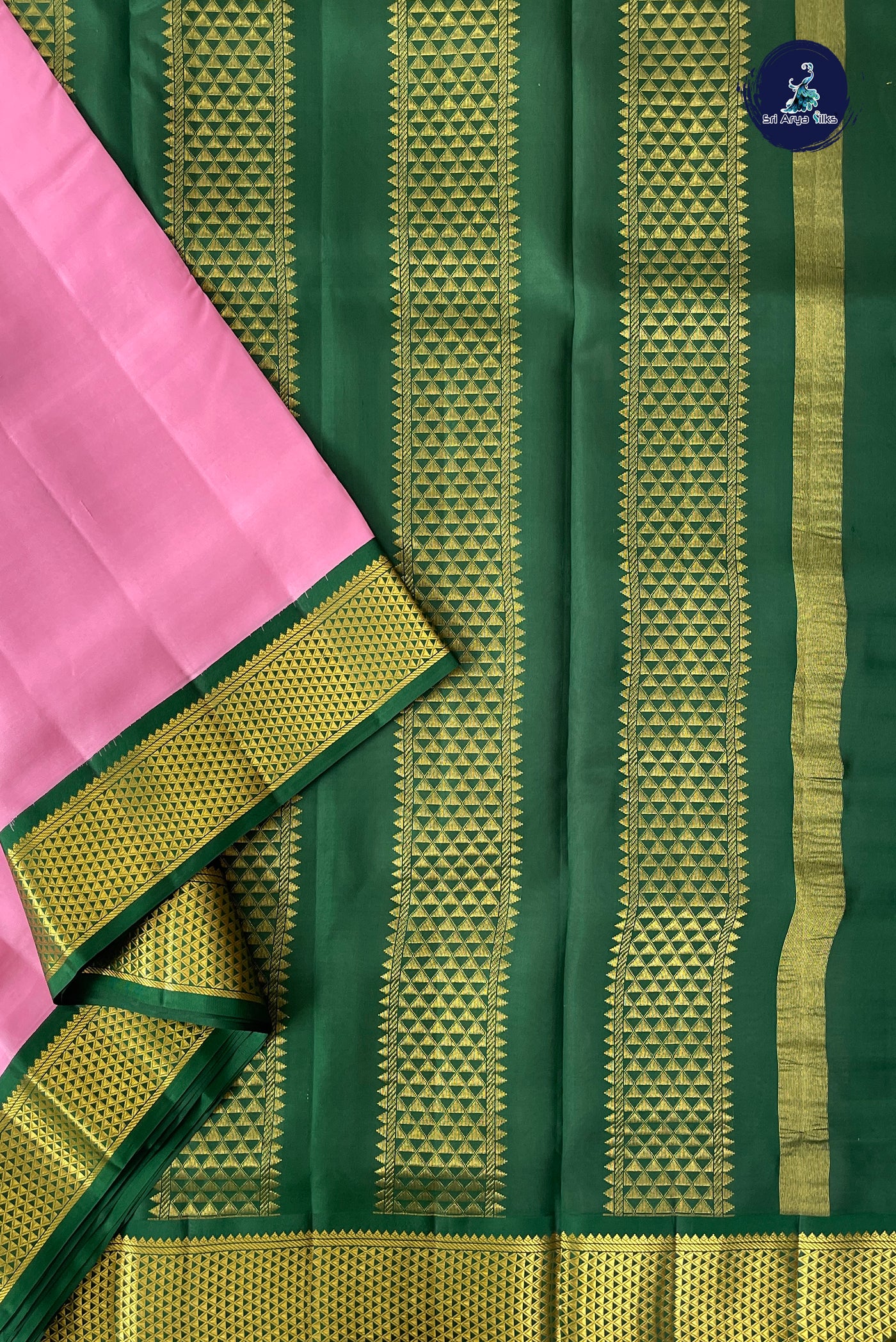 Lotus Pink Madisar 10 Yards Silk Saree With Plain Pattern