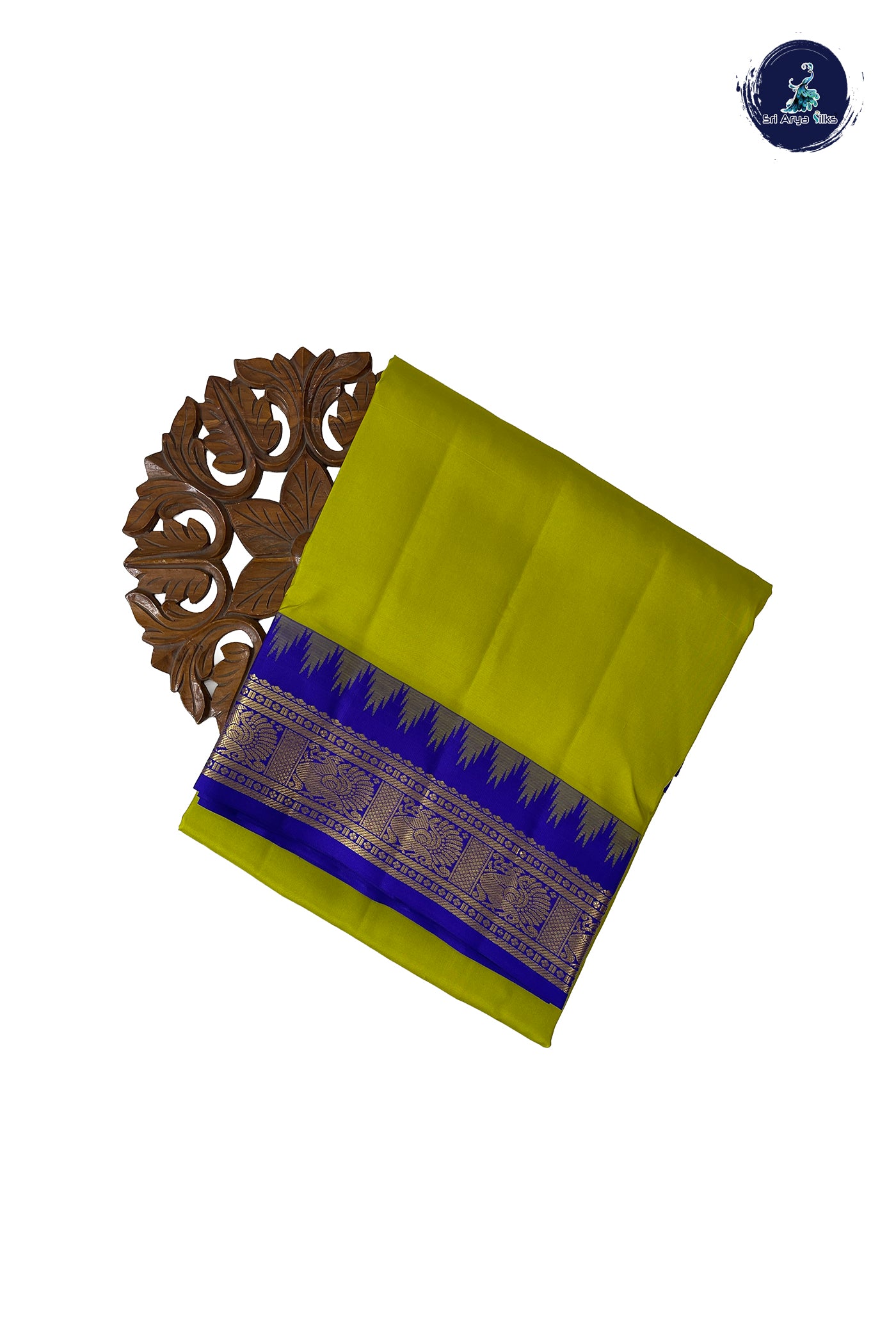 Lime Green Madisar 10 Yards Silk Saree With Plain Pattern
