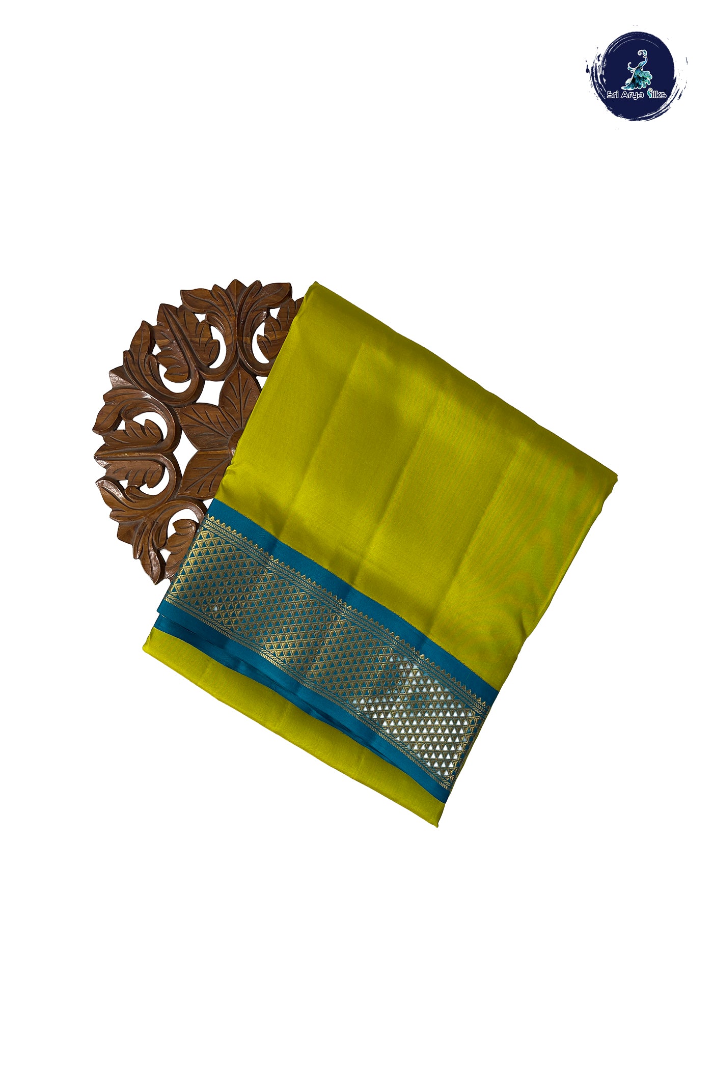 Lime Green Madisar 10 Yards Silk Saree With Plain Pattern