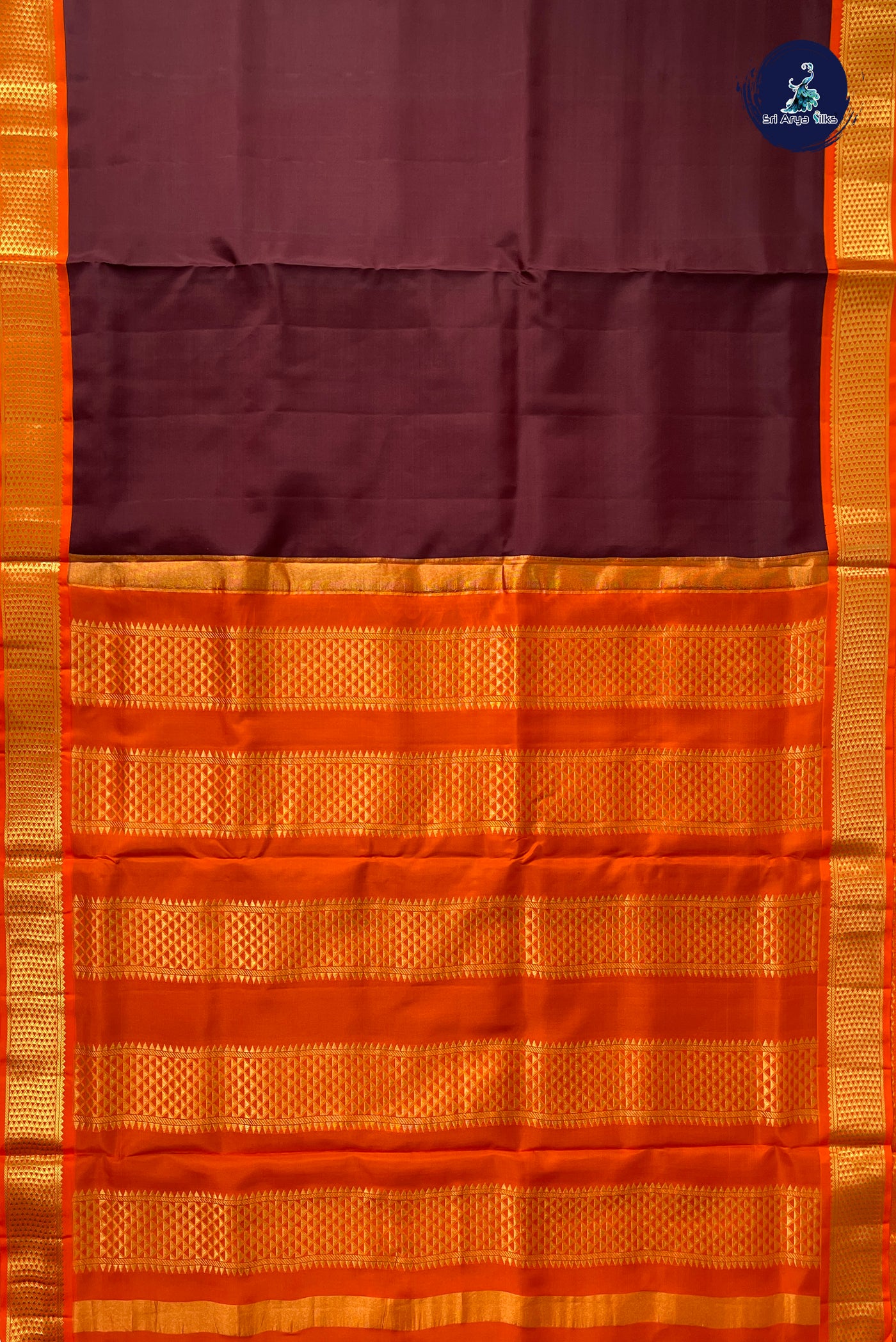 Coffee Brown Madisar 10 Yards Silk Saree With Plain Pattern
