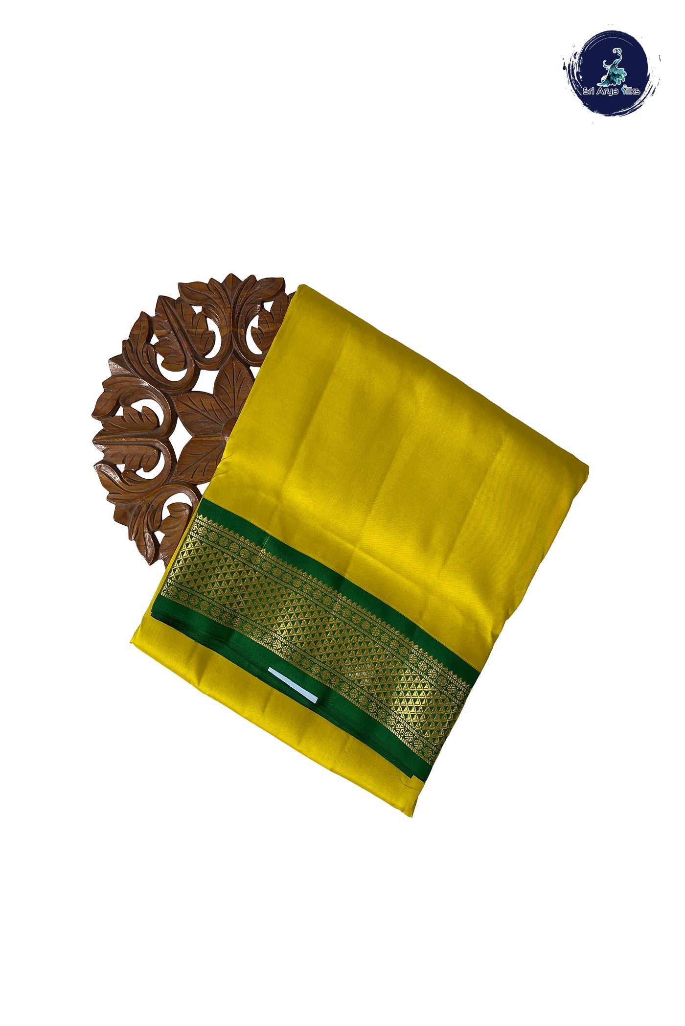 Lemon Yellow Madisar 10 Yards Silk Saree With Plain Pattern