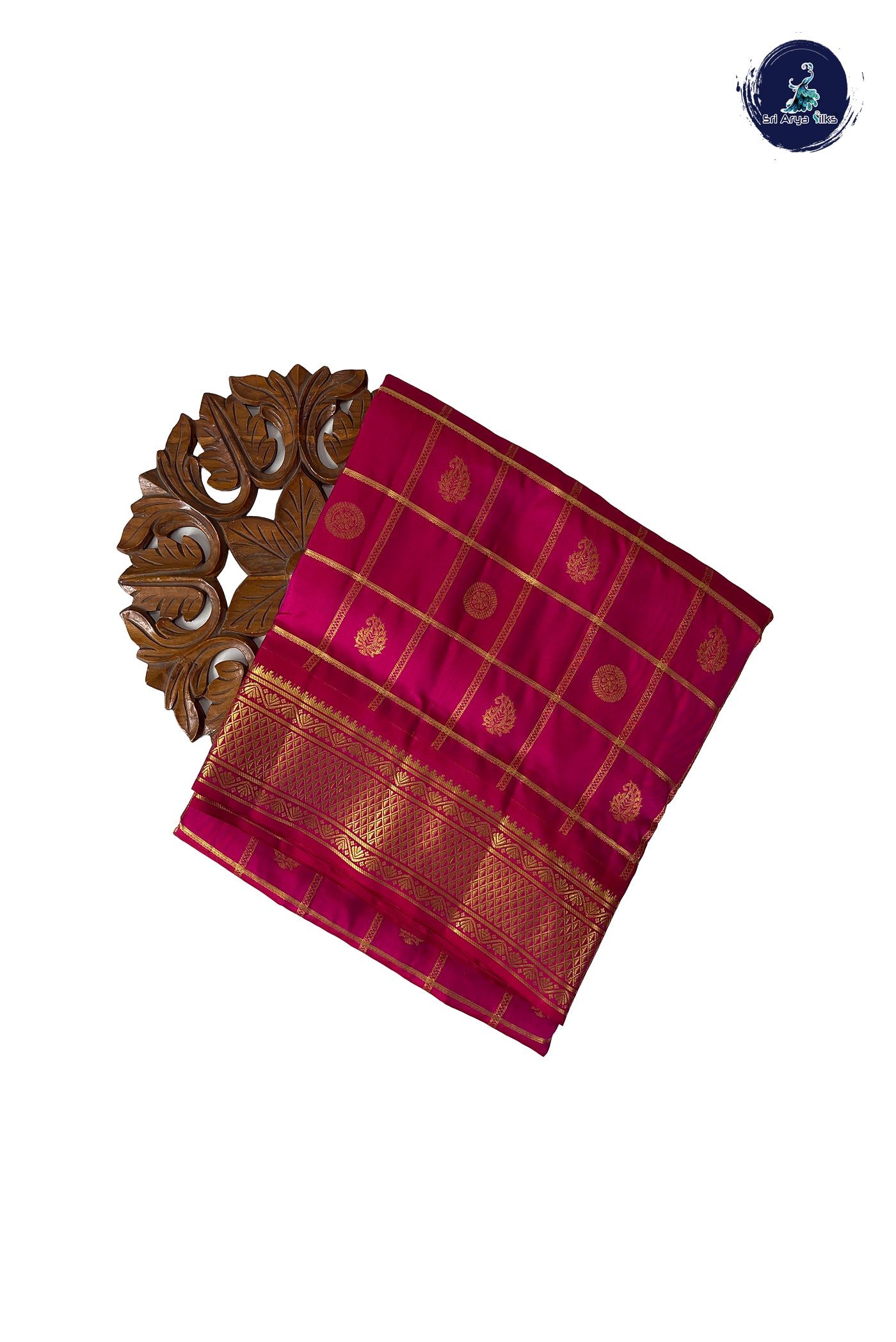 Rani Pink Madisar 10 Yards Silk Saree With Zari Checked Pattern