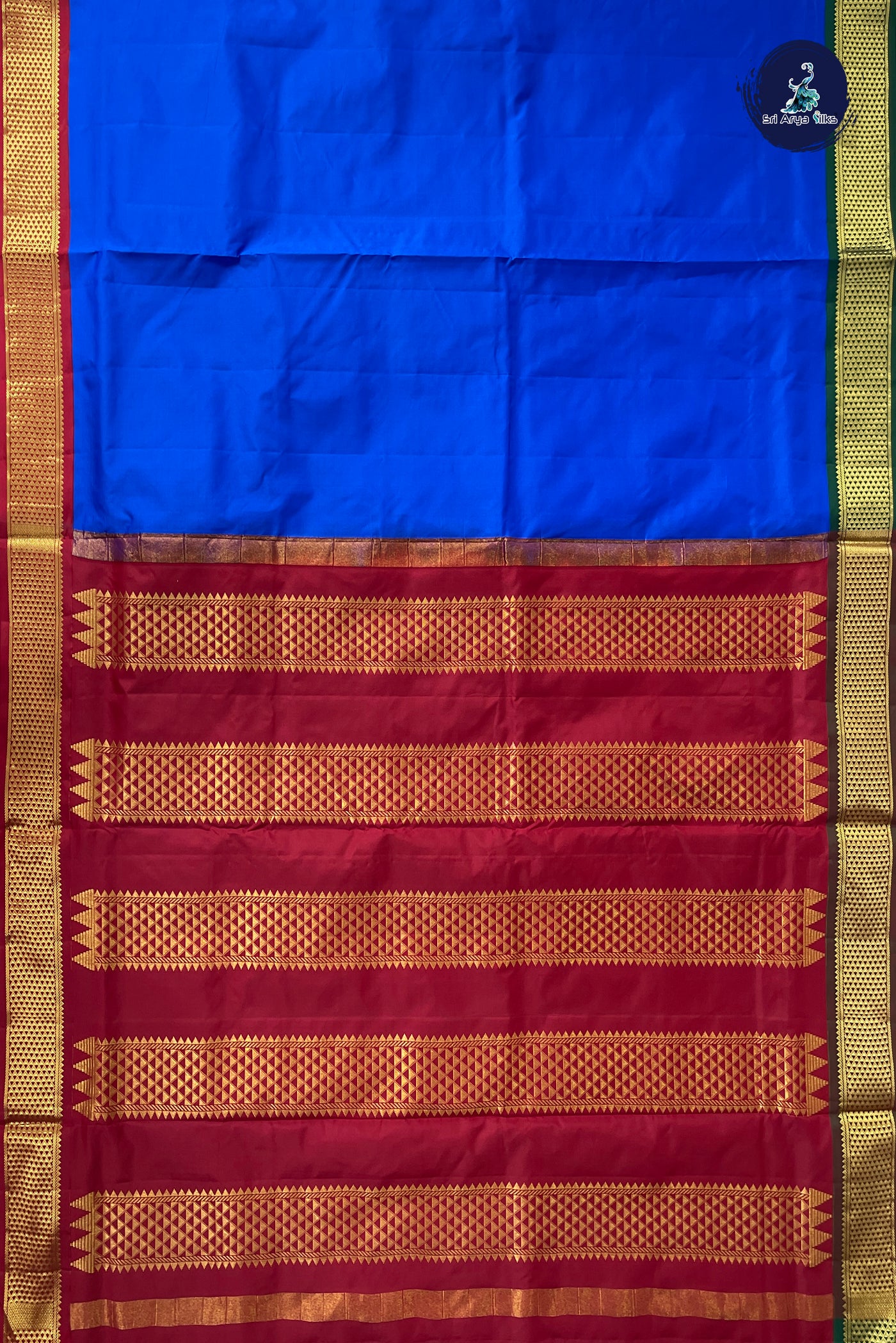 MS Blue Half Pure Silk Saree With Plain Pattern