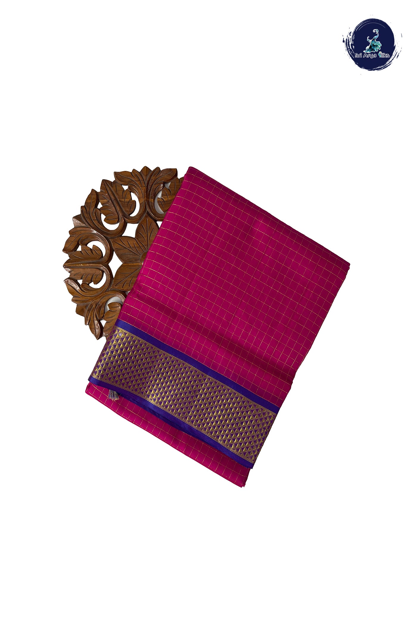 Pink Madisar 10 Yards Silk Saree With Zari Checked Pattern