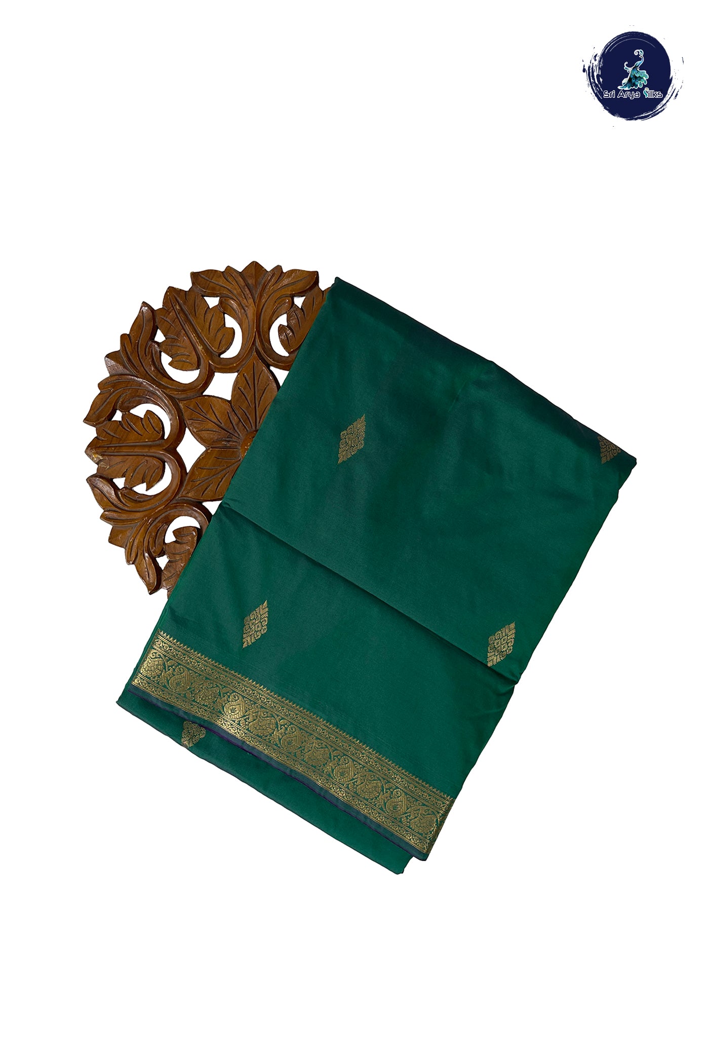 Dark Green Madisar Semi Silk Saree With Zari Buttas Pattern