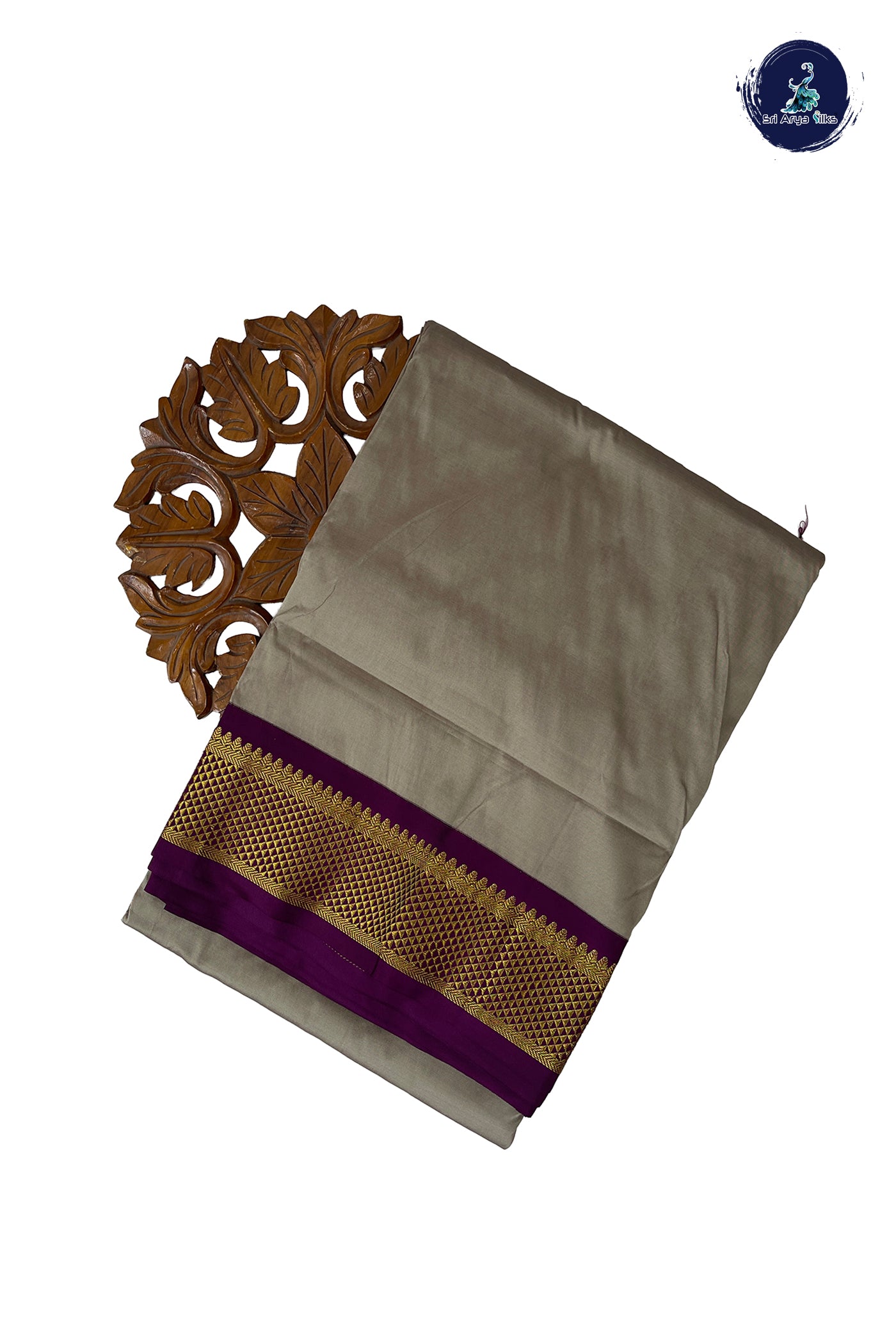 Grey Madisar Semi Silk Saree With Plain Pattern