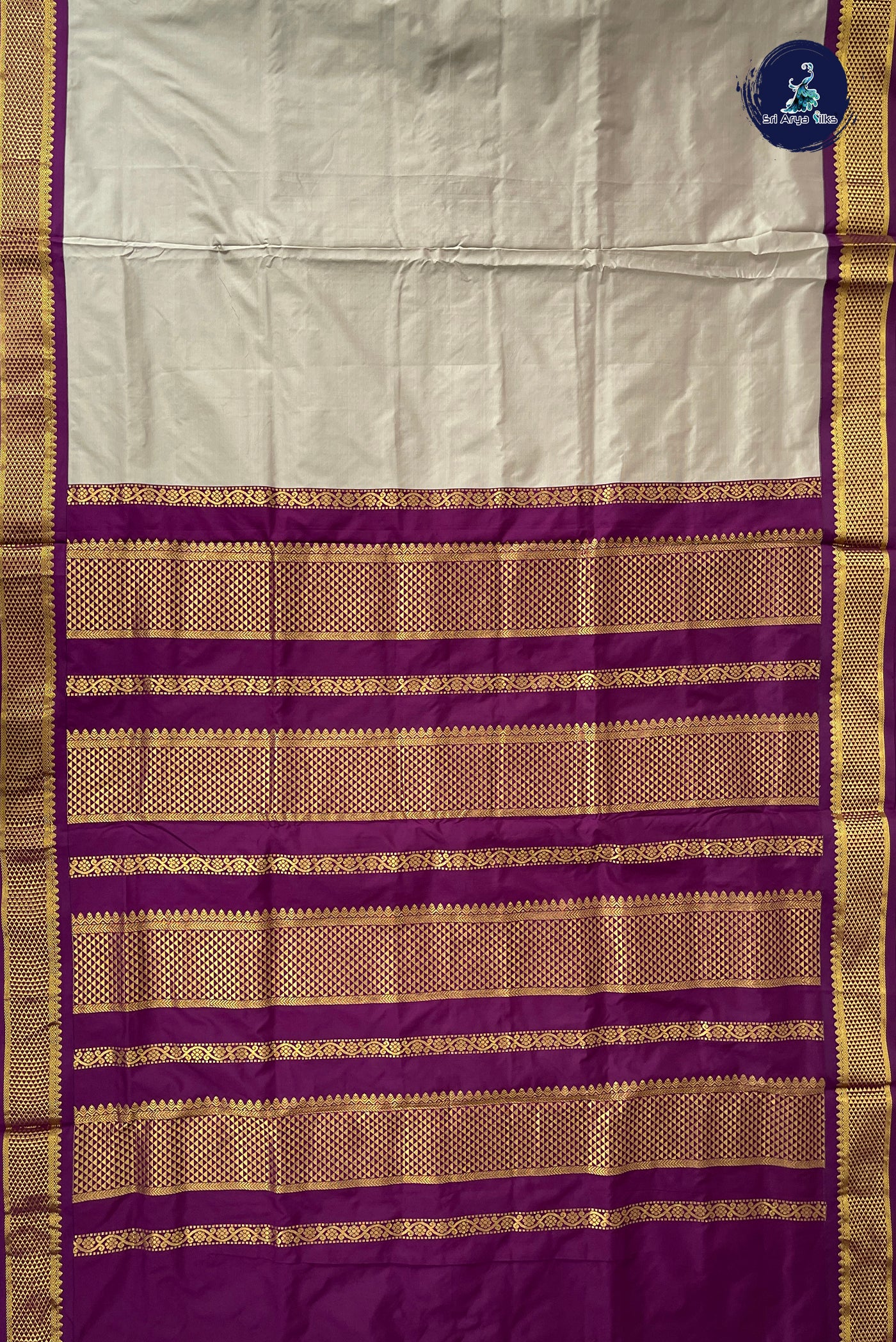Grey Madisar Semi Silk Saree With Plain Pattern