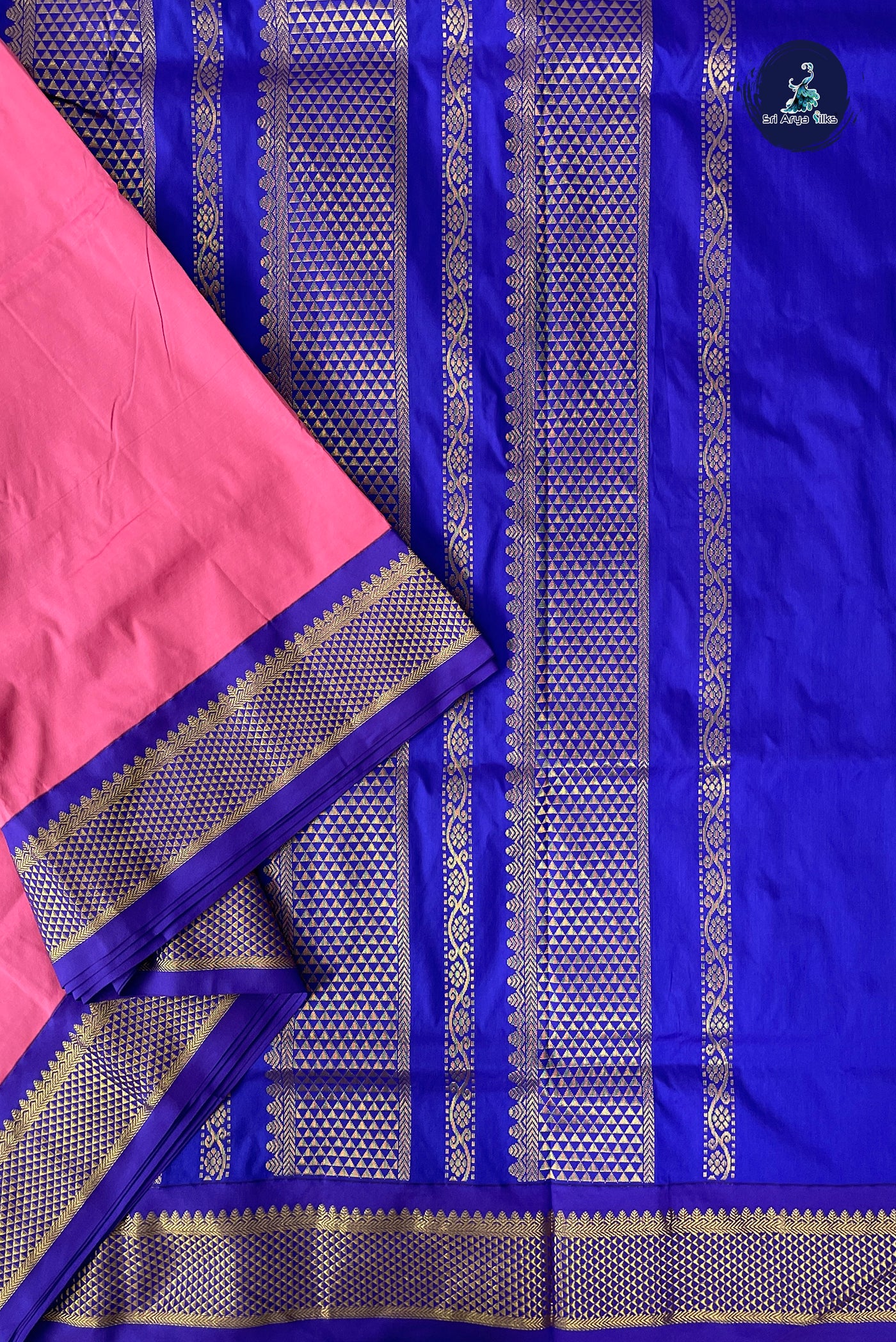 Pink Madisar Semi Silk Saree With Plain Pattern