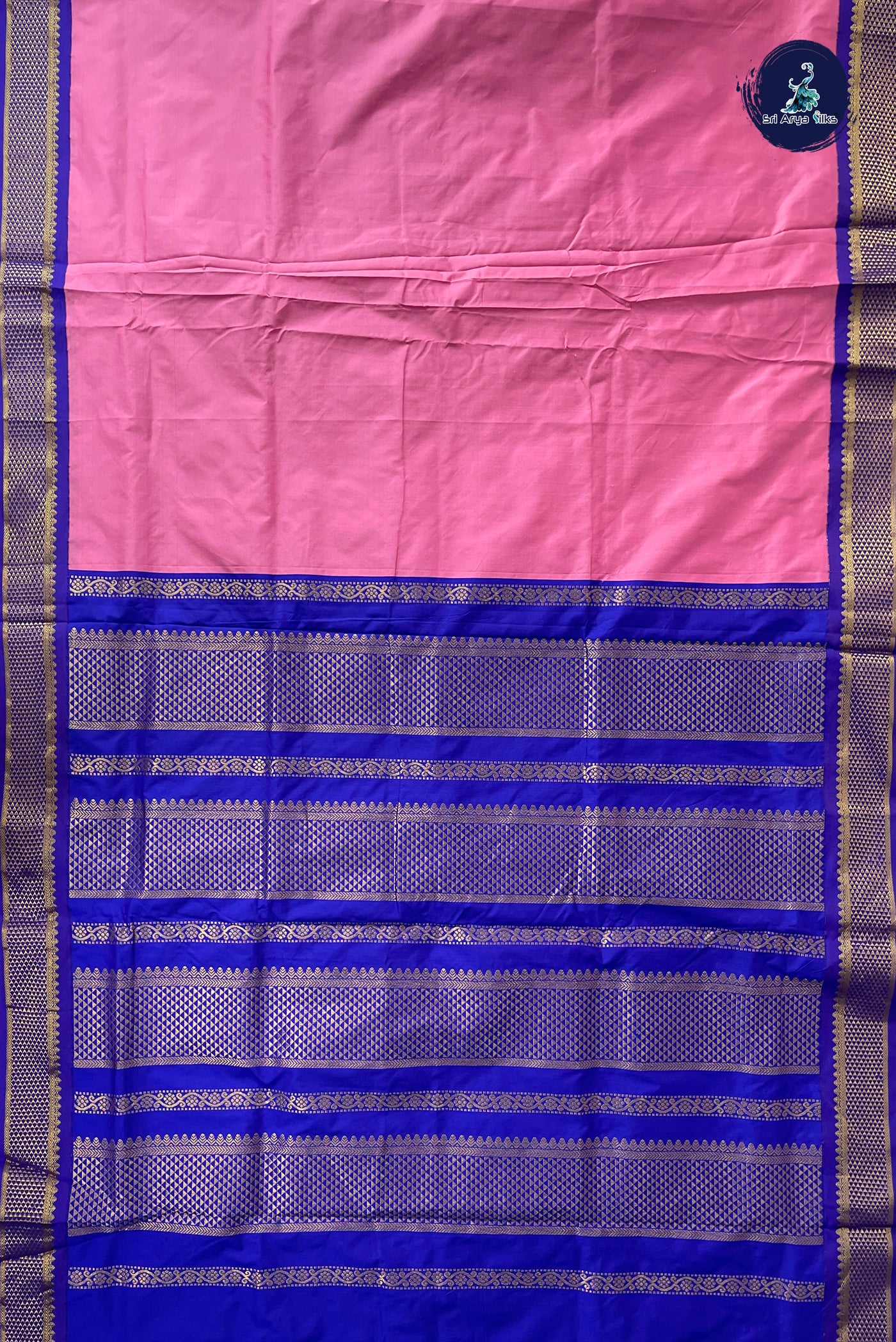 Pink Madisar Semi Silk Saree With Plain Pattern