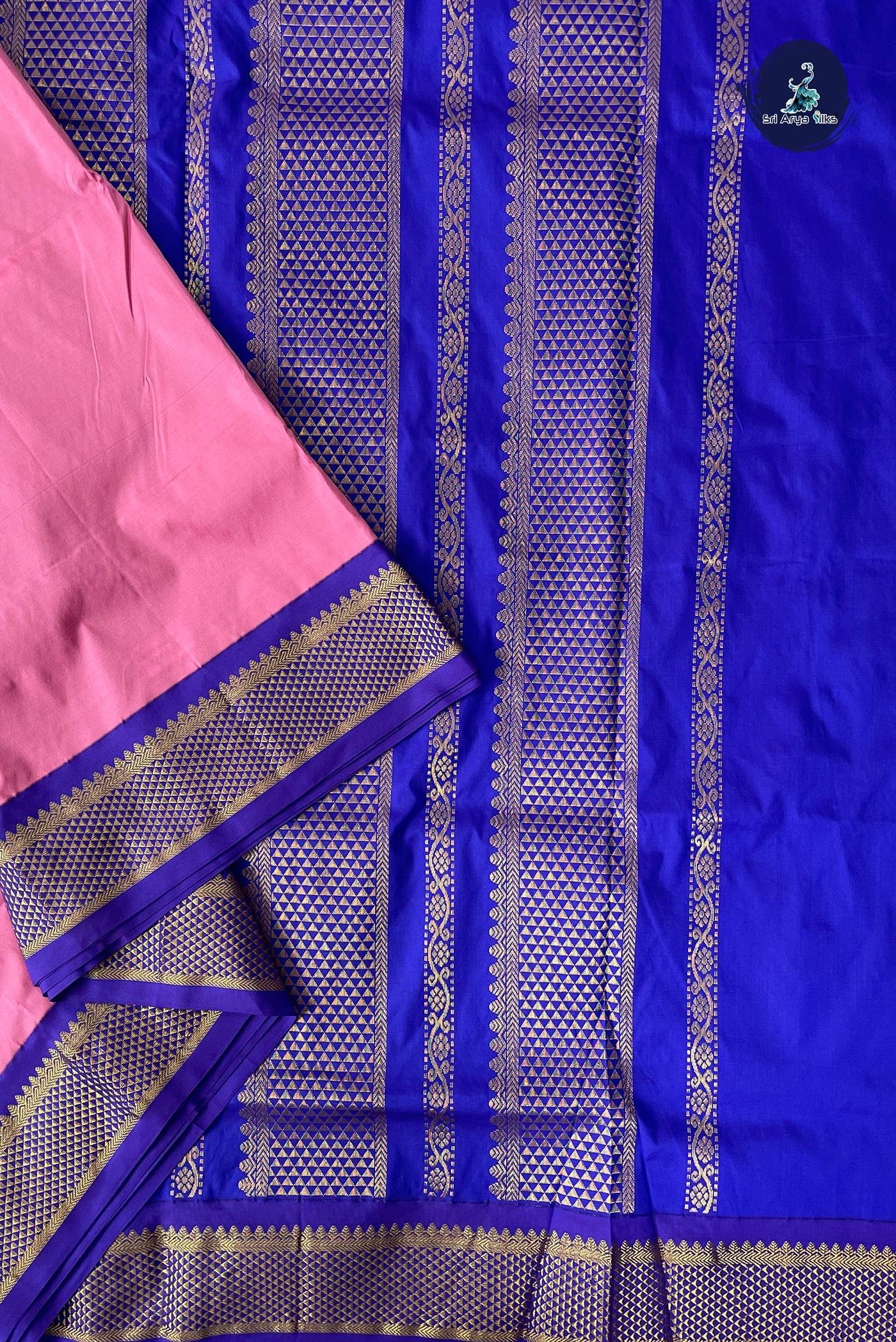 Pink Madisar Semi Silk Saree With Plain Pattern