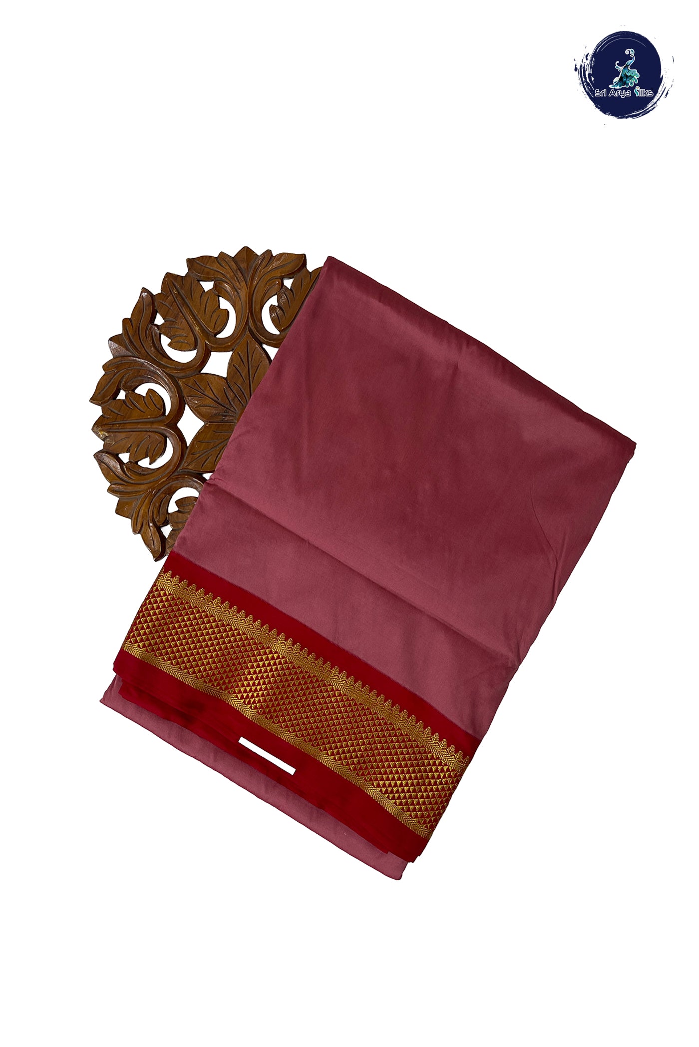 Red Madisar Semi Silk Saree With Plain Pattern