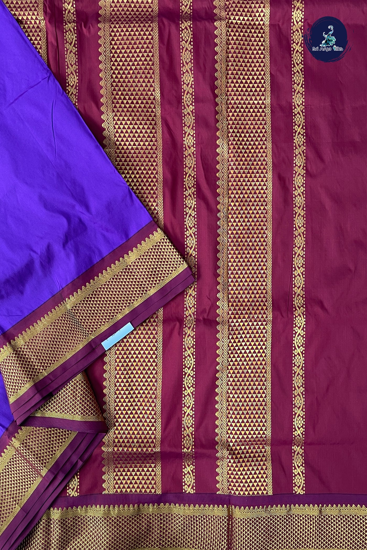 Violet Madisar Semi Silk Saree With Plain Pattern