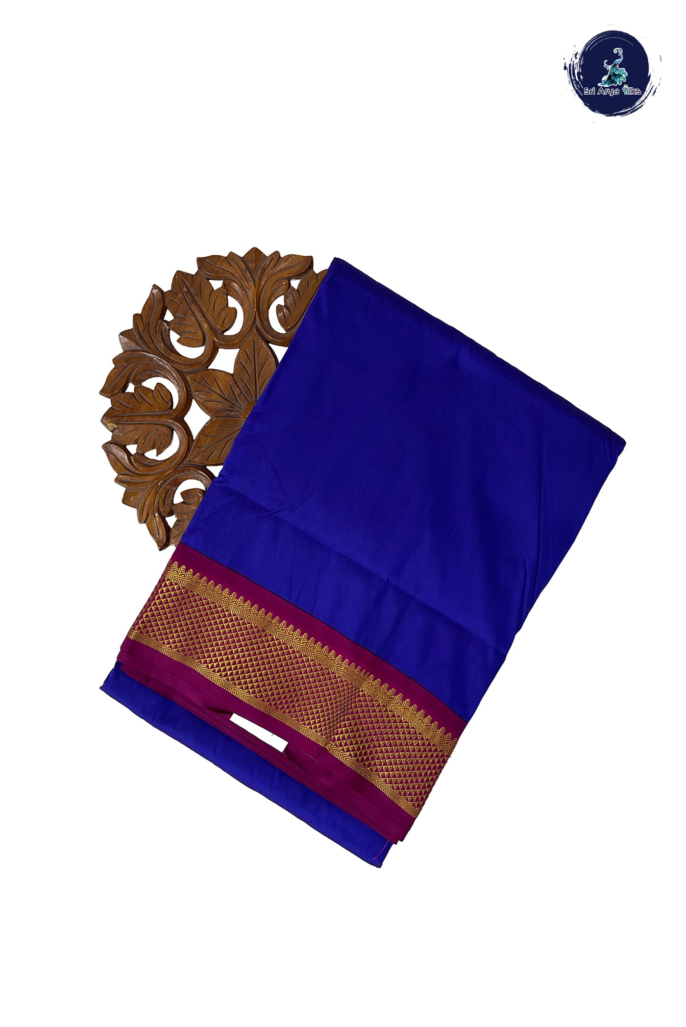 Dark Blue Madisar Semi Silk Saree With Plain Pattern