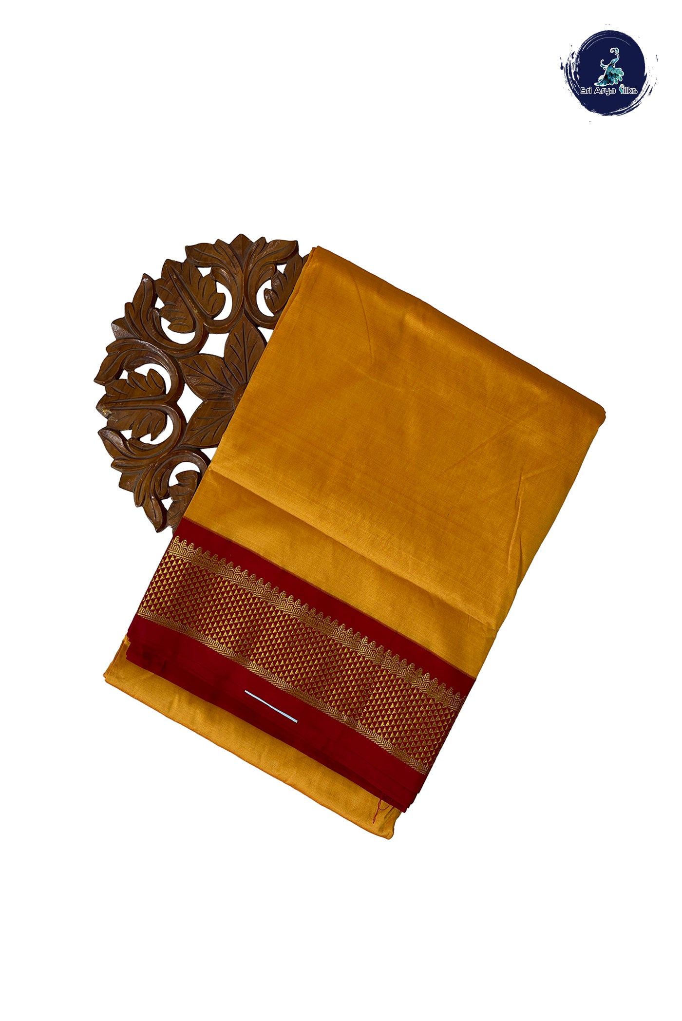 Mango Yellow Madisar Semi Silk Saree With Plain Pattern