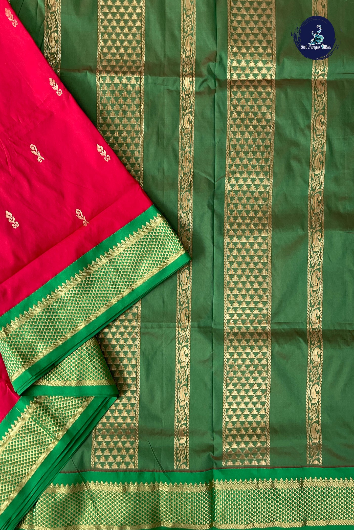 Red Madisar Semi Silk Saree With Zari Buttas Pattern
