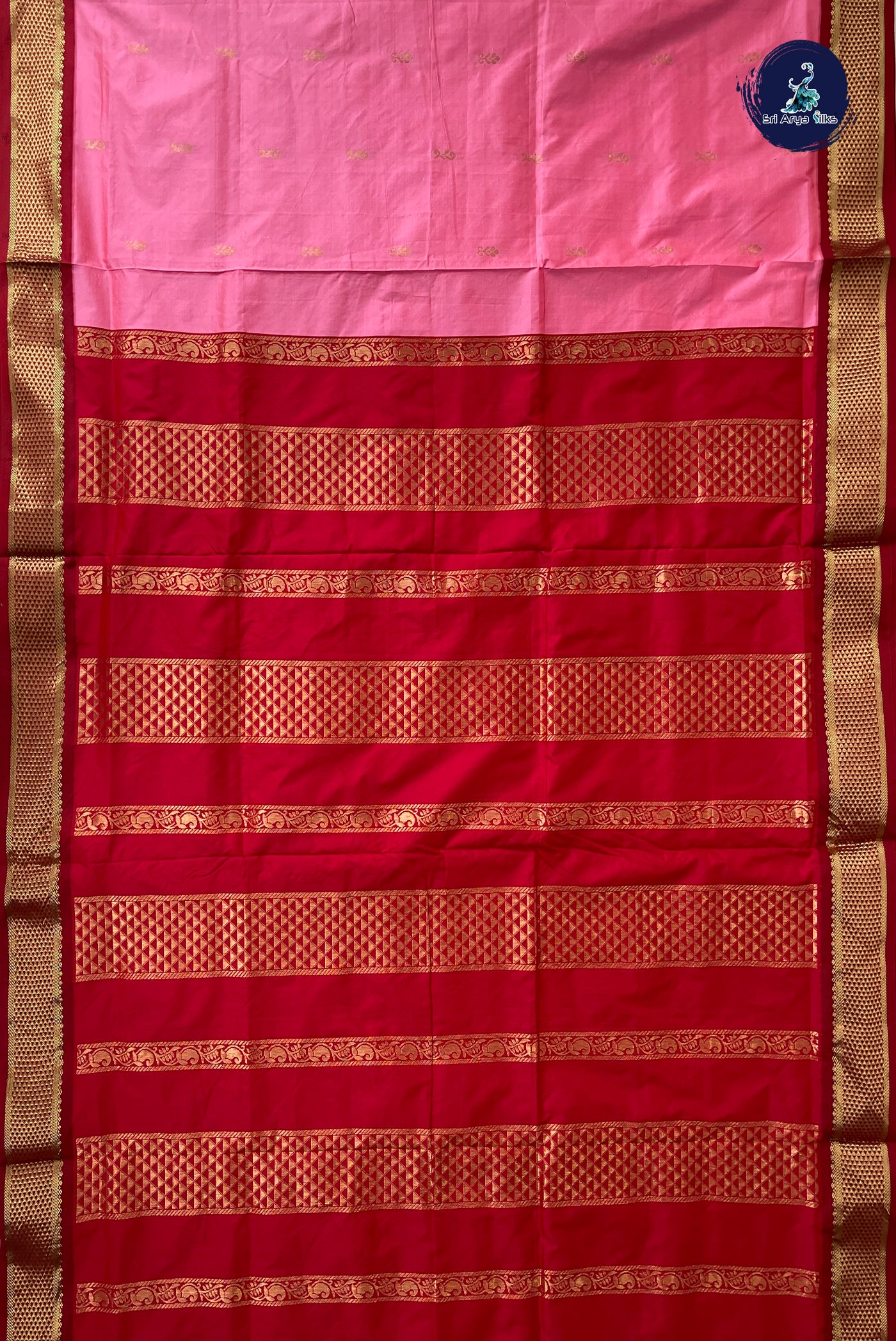Light Pink Madisar Semi Silk Saree With Zari Buttas Pattern