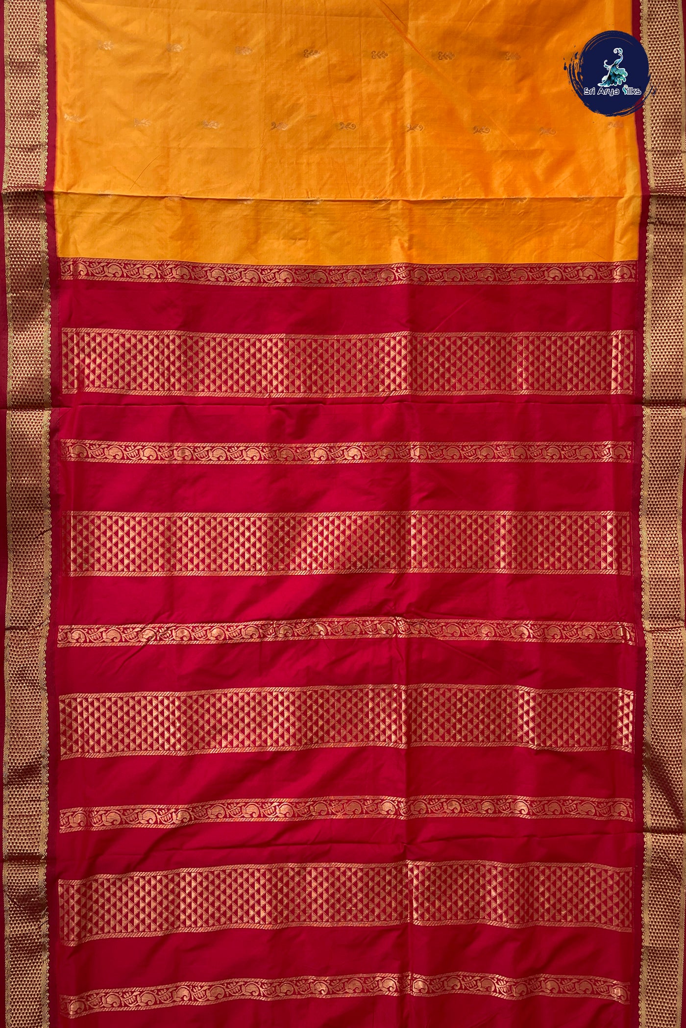 Mango Yellow Madisar Semi Silk Saree With Zari Buttas Pattern