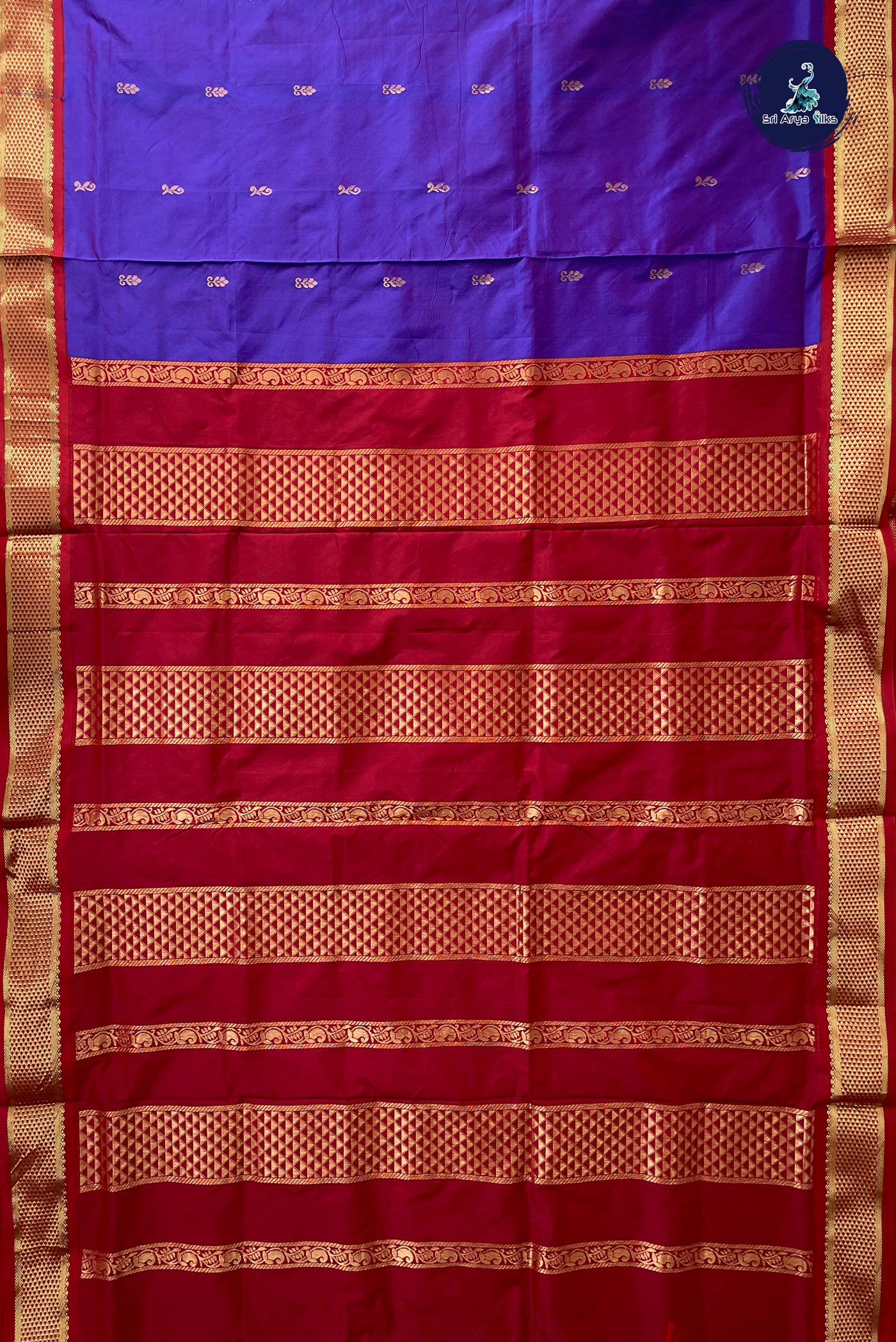 Dual Tone Violet Madisar Semi Silk Saree With Zari Buttas Pattern
