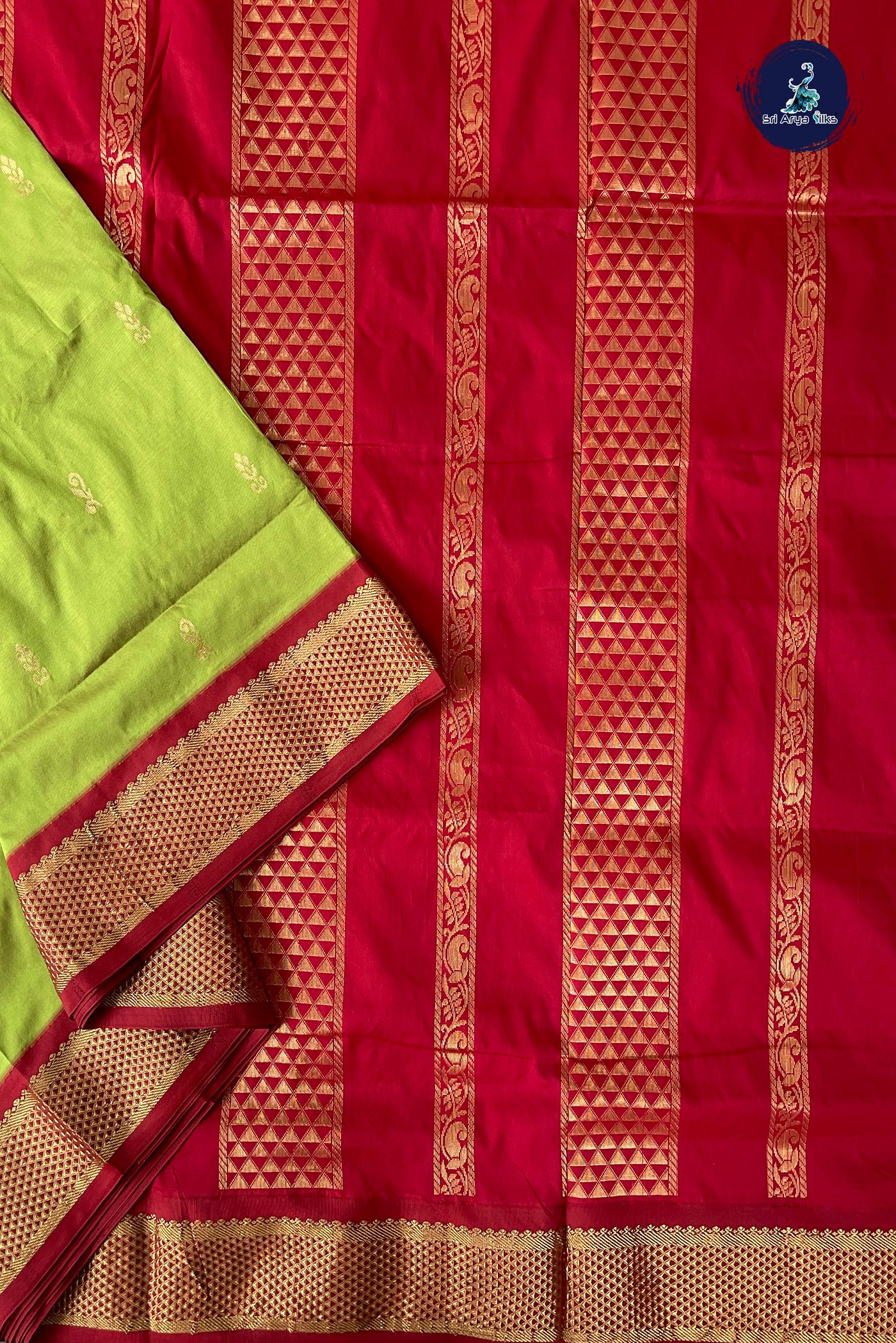 Light Green Madisar Semi Silk Saree With Zari Buttas Pattern