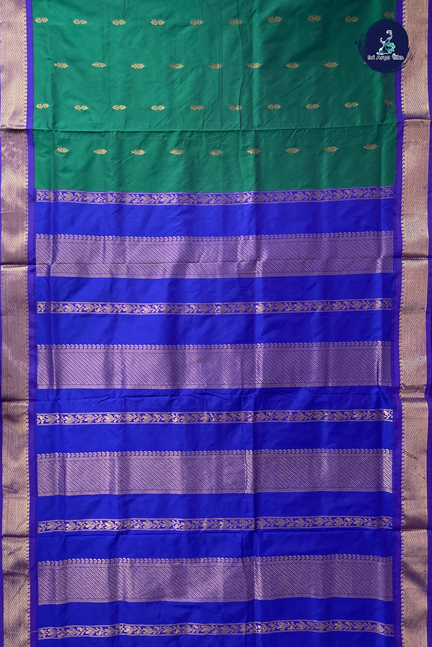 Green Madisar Semi Silk Saree With Zari Buttas Pattern
