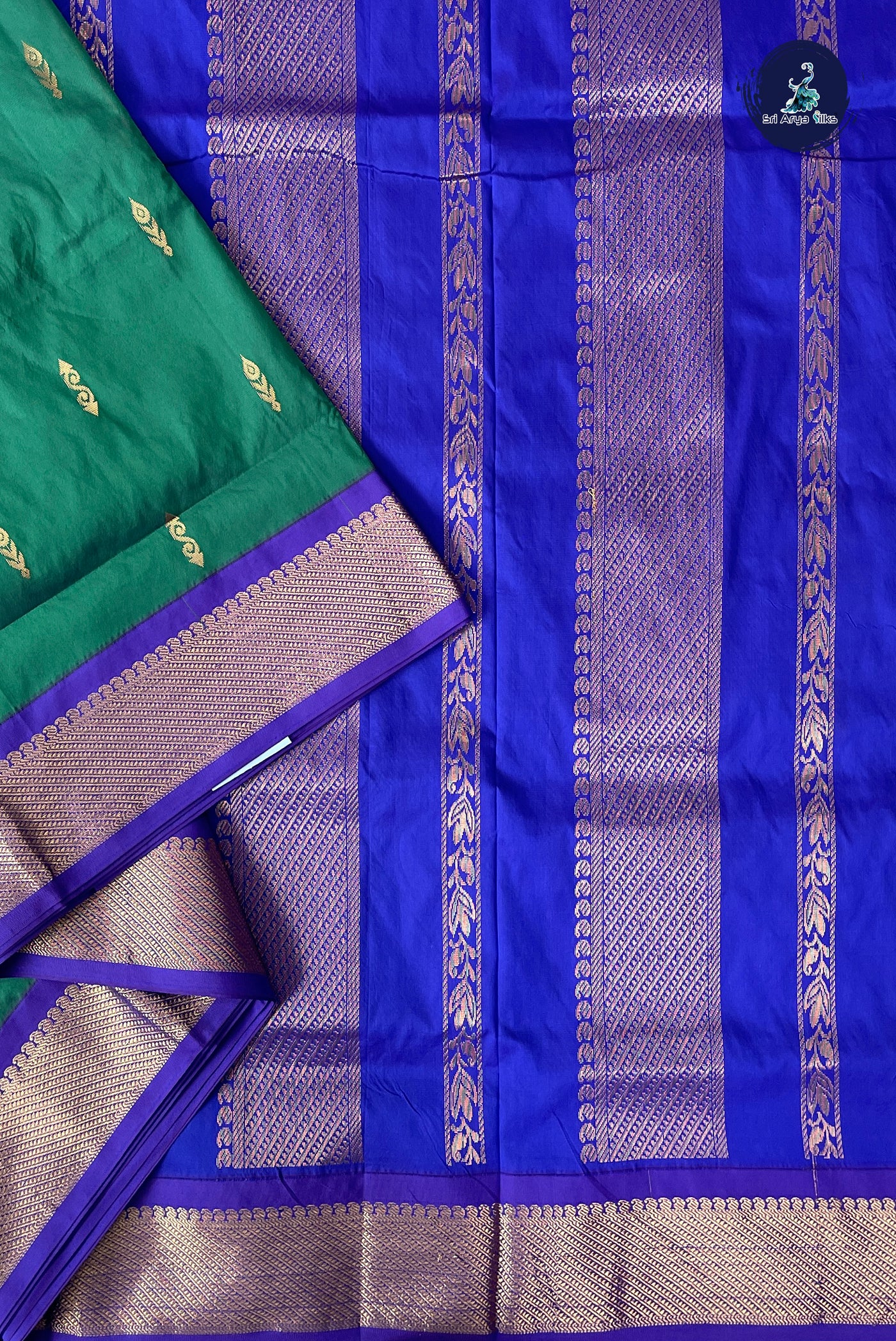 Green Madisar Semi Silk Saree With Zari Buttas Pattern