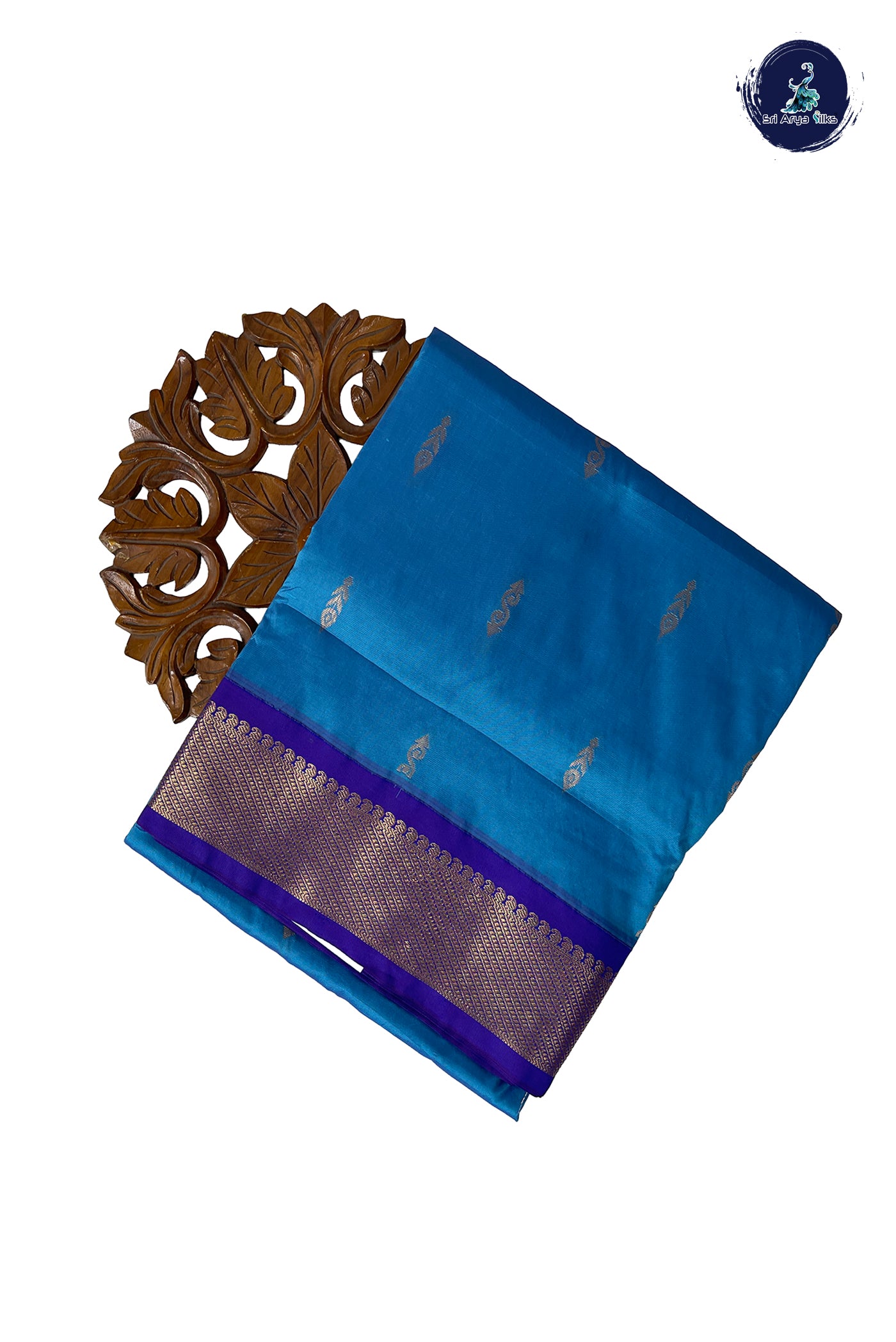 Light Blue Madisar Semi Silk Saree With Zari Buttas Pattern