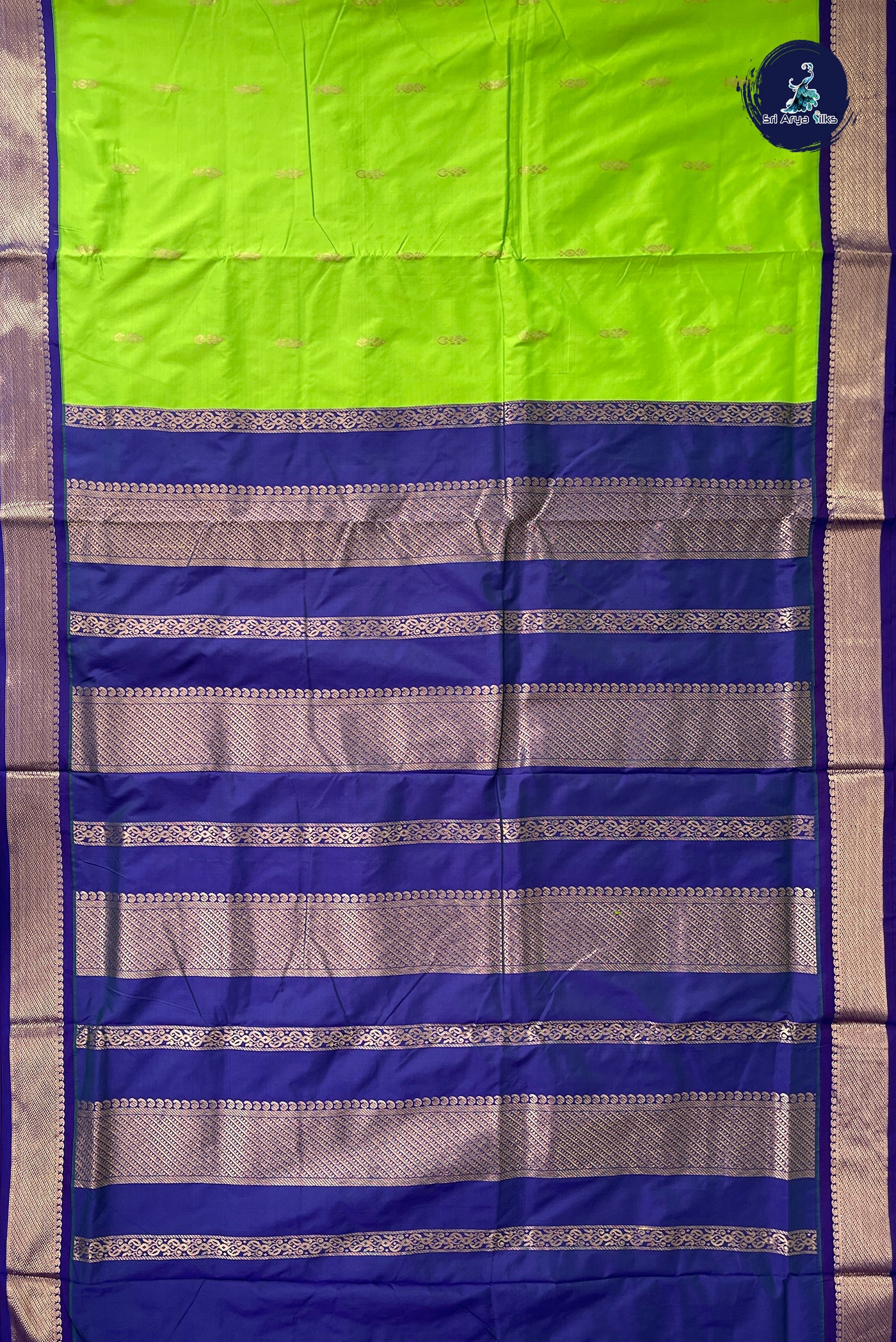 Light Green Madisar Semi Silk Saree With Zari Buttas Pattern