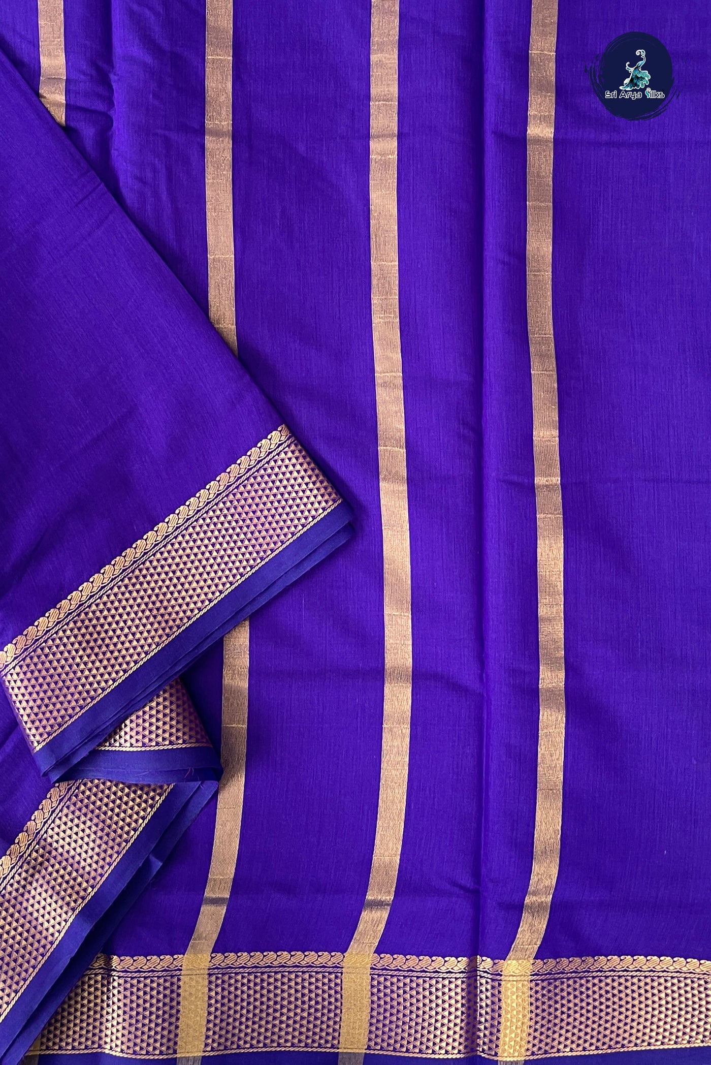 Violet Madisar Semi Silk Cotton Saree With Plain Pattern
