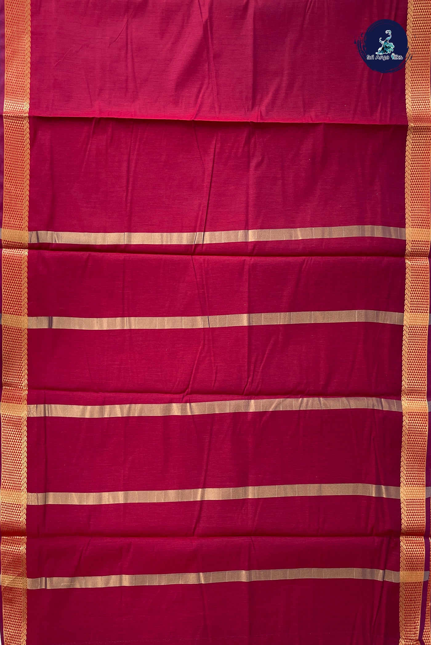 Maroon Madisar Semi Silk Cotton Saree With Plain Pattern