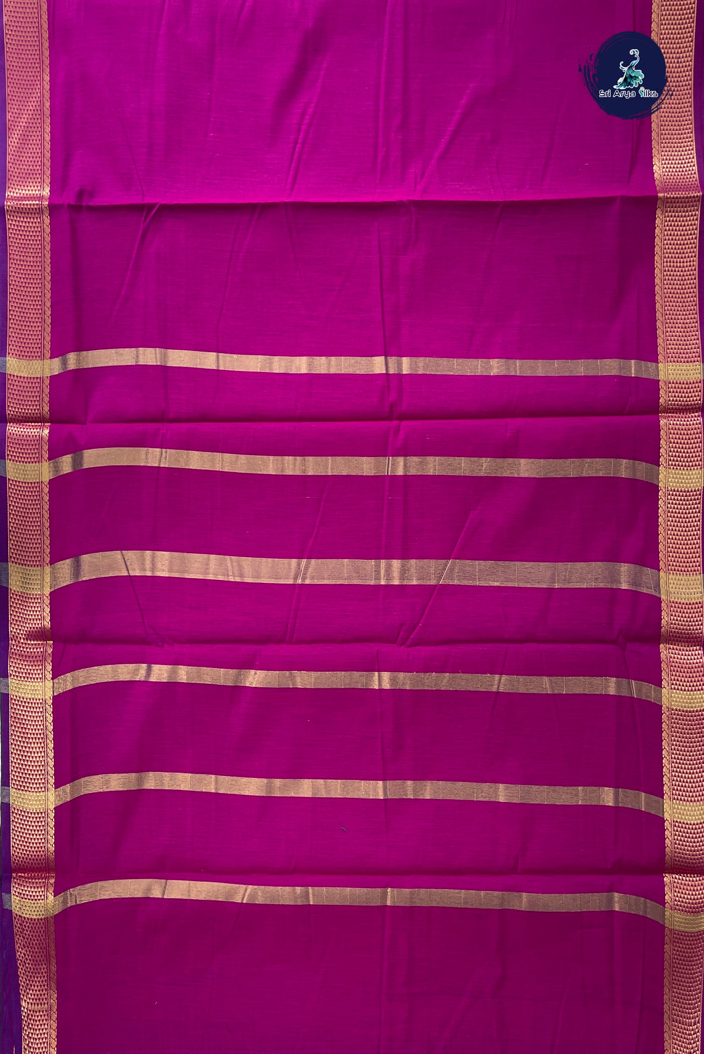 Magenta Madisar Semi Silk Cotton Saree With Plain Pattern