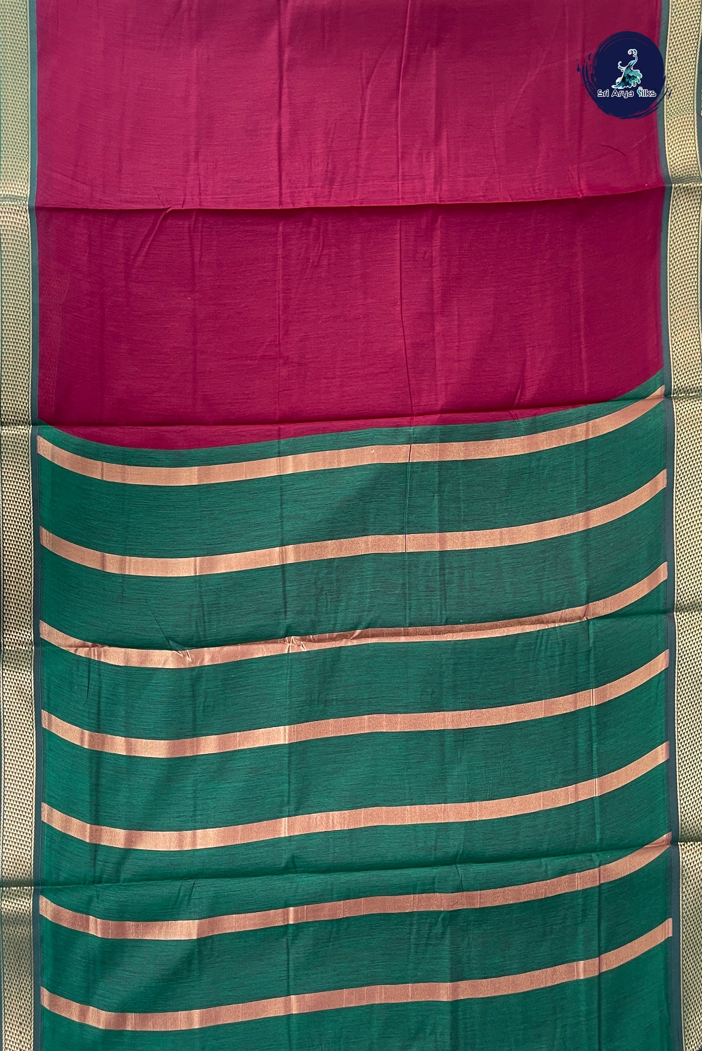Maroon Madisar Semi Silk Cotton Saree With Plain Pattern