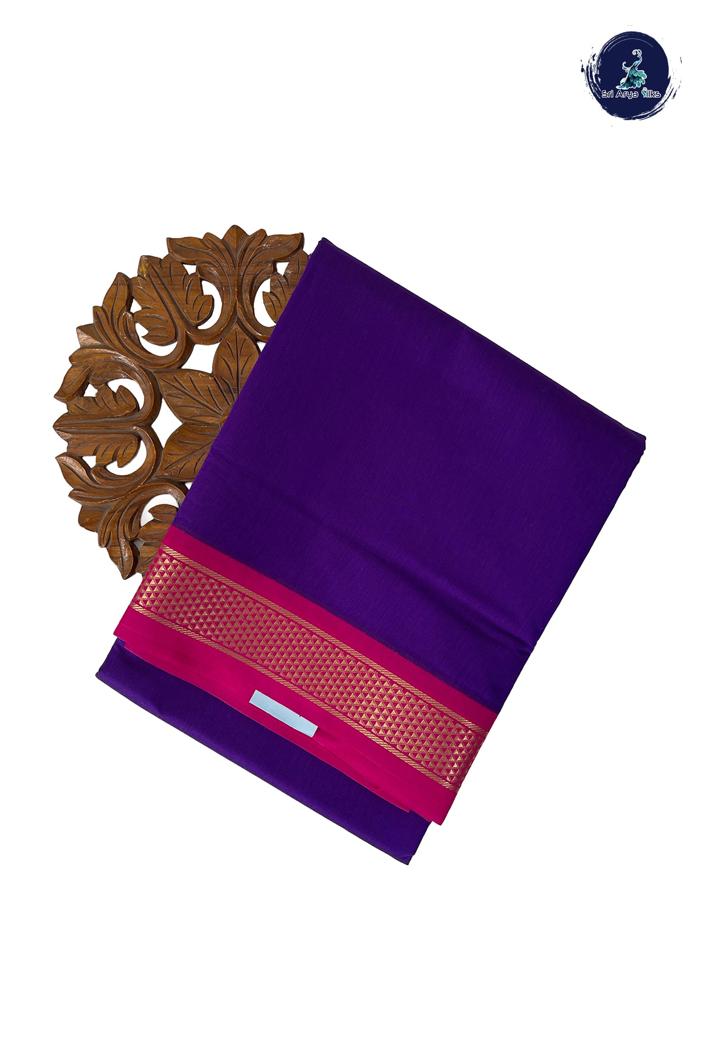 Violet Madisar Semi Silk Cotton Saree With Plain Pattern
