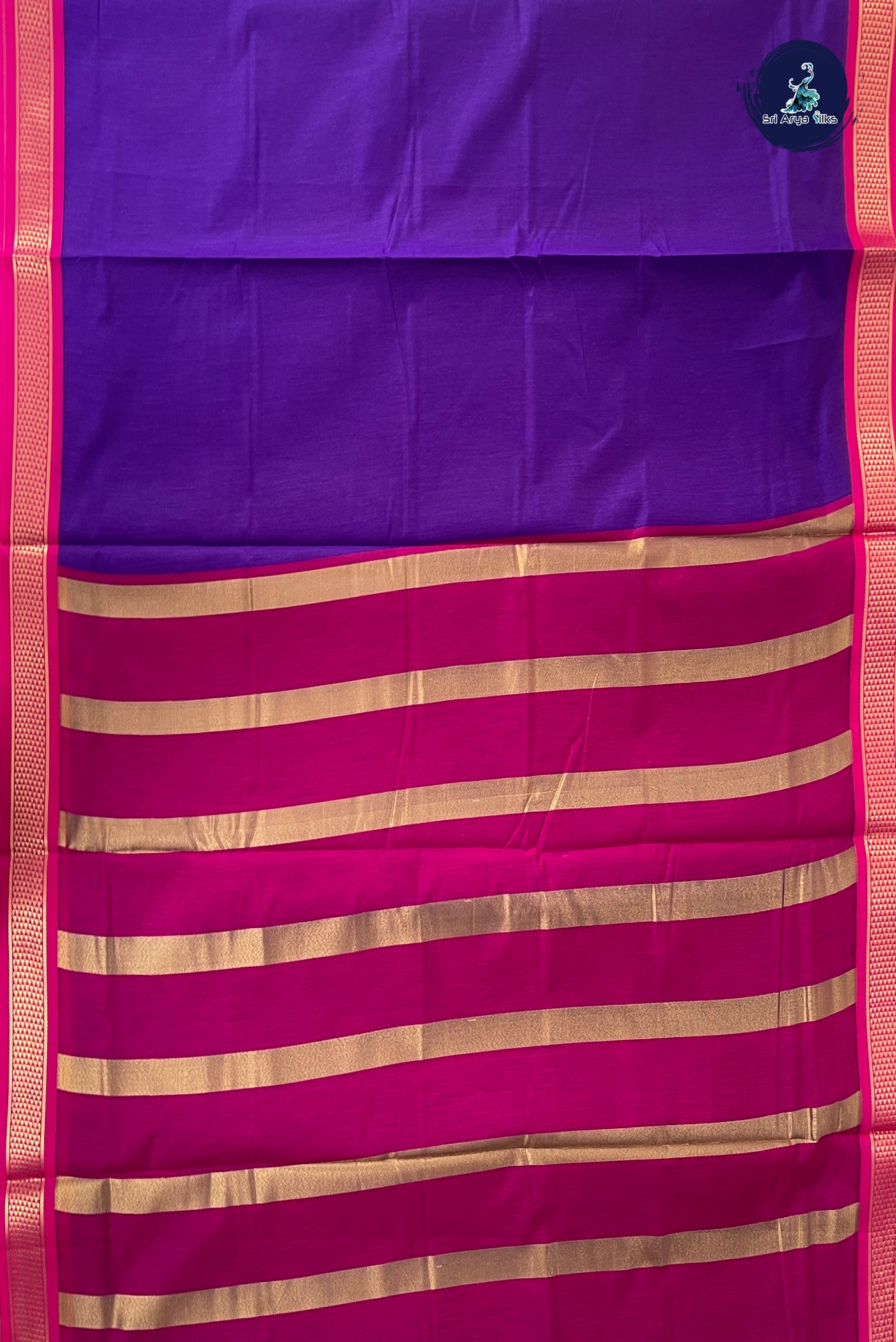 Violet Madisar Semi Silk Cotton Saree With Plain Pattern