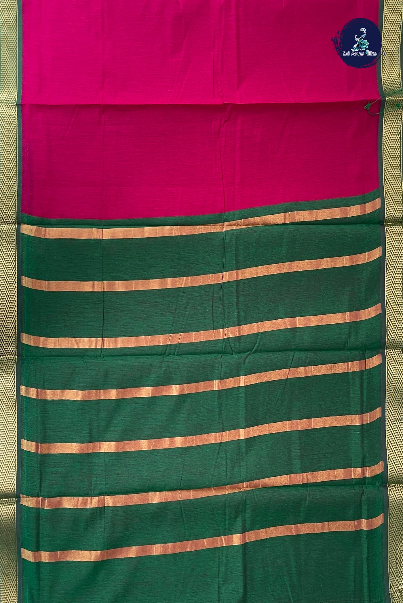 Magenta Madisar Semi Silk Cotton Saree With Plain Pattern
