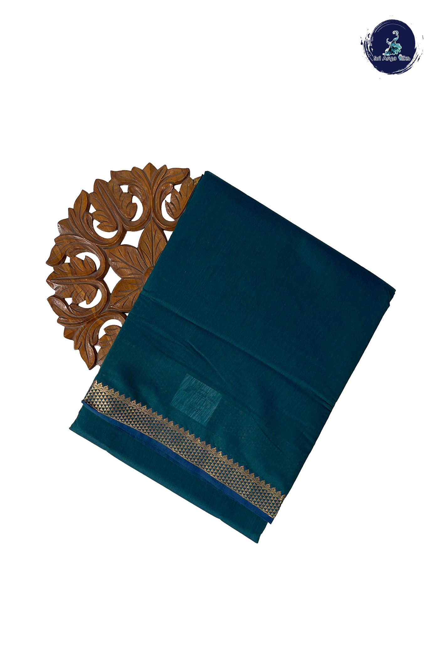 Green Madisar Semi Silk Cotton Saree With Plain Pattern