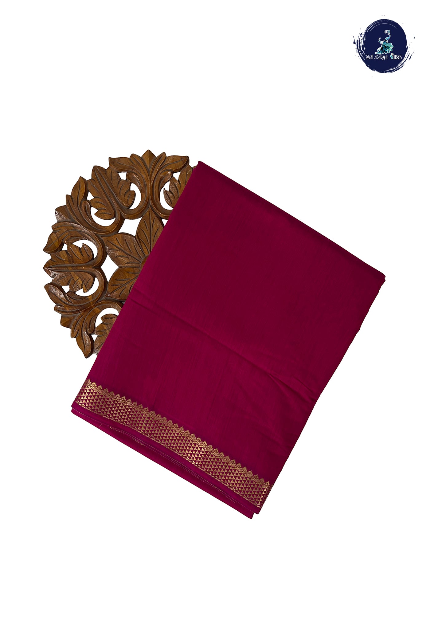 Dark Pink Madisar Semi Silk Cotton Saree With Plain Pattern