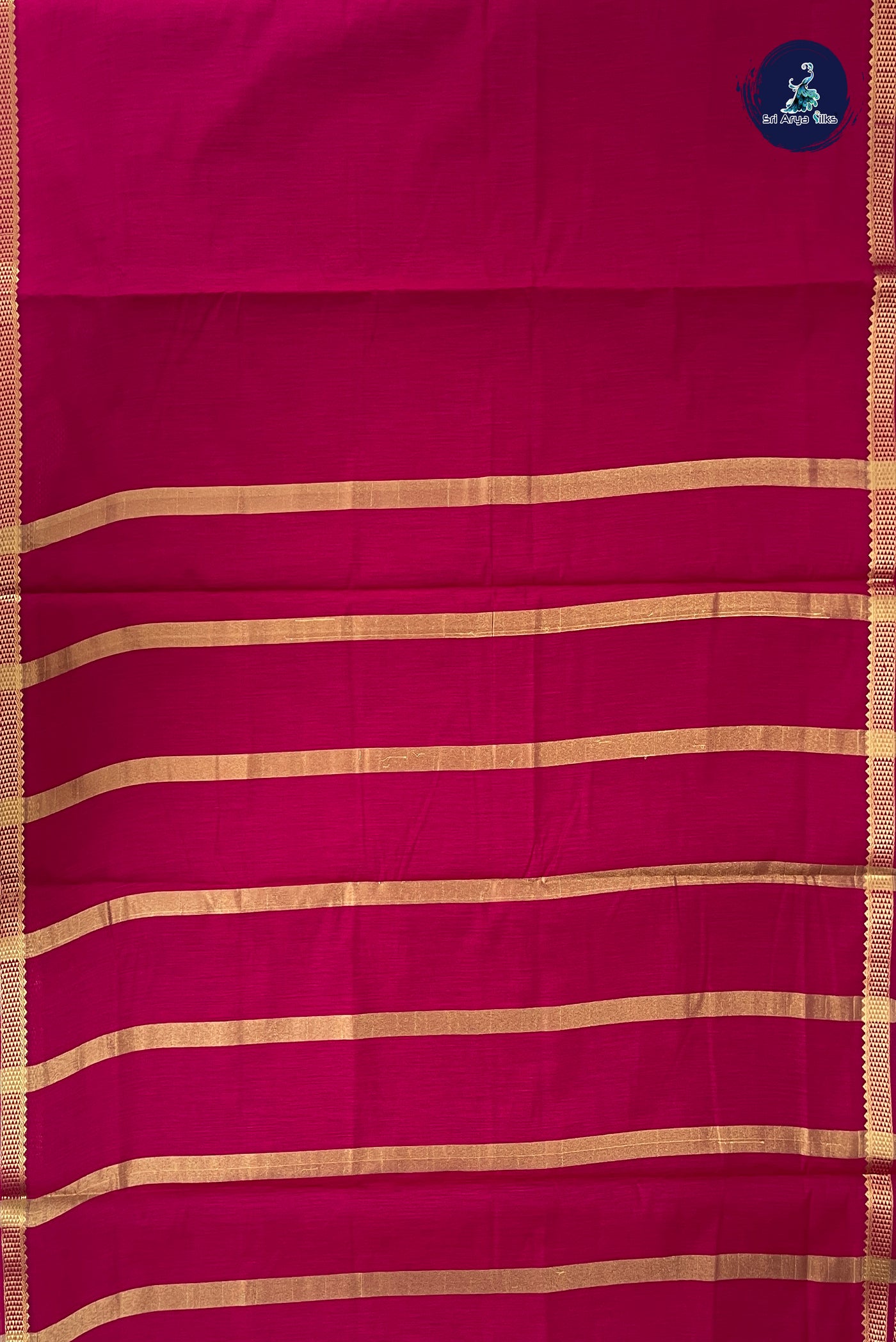 Dark Pink Madisar Semi Silk Cotton Saree With Plain Pattern