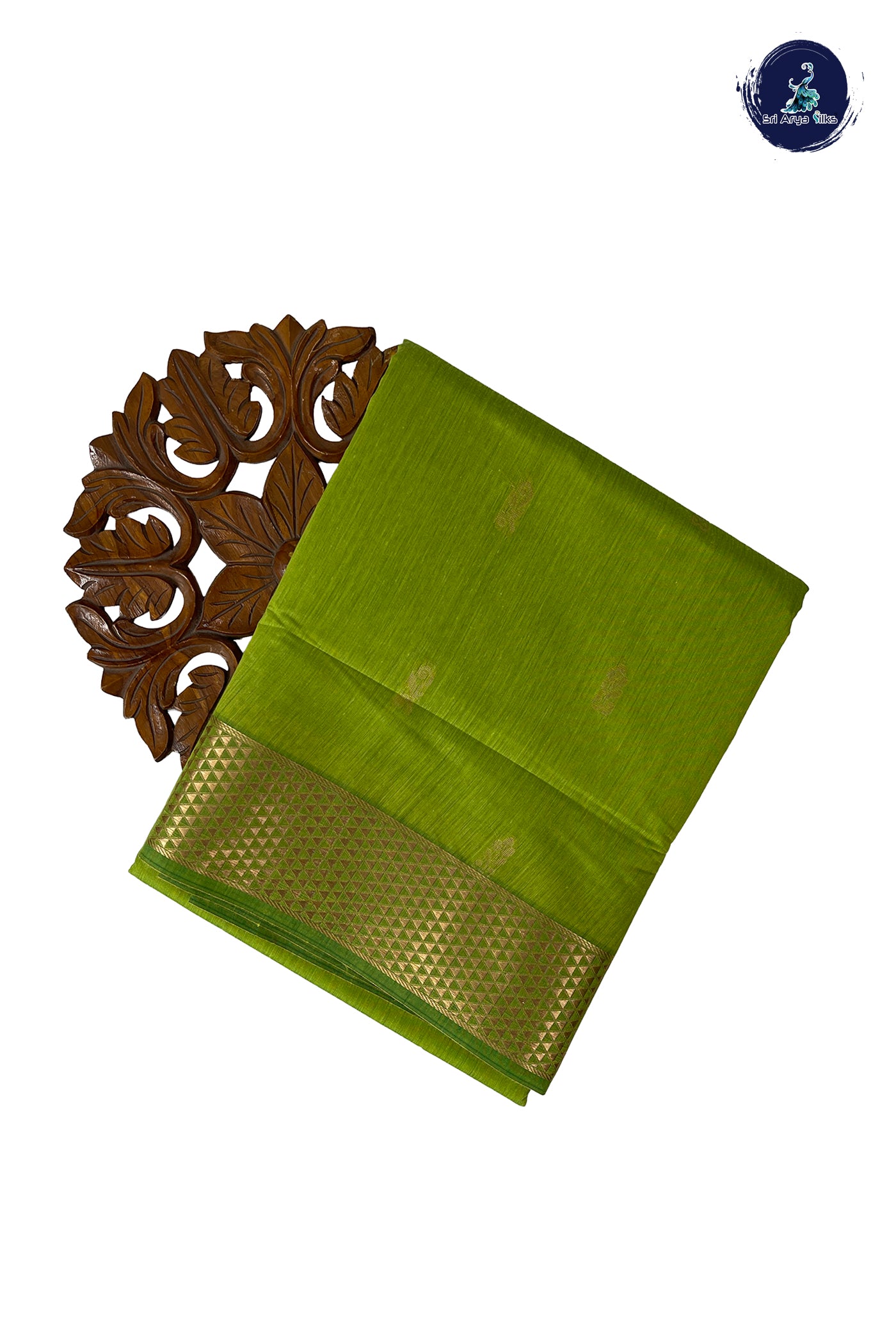 Light Green Madisar Semi Silk Cotton Saree With Zari Buttas Pattern
