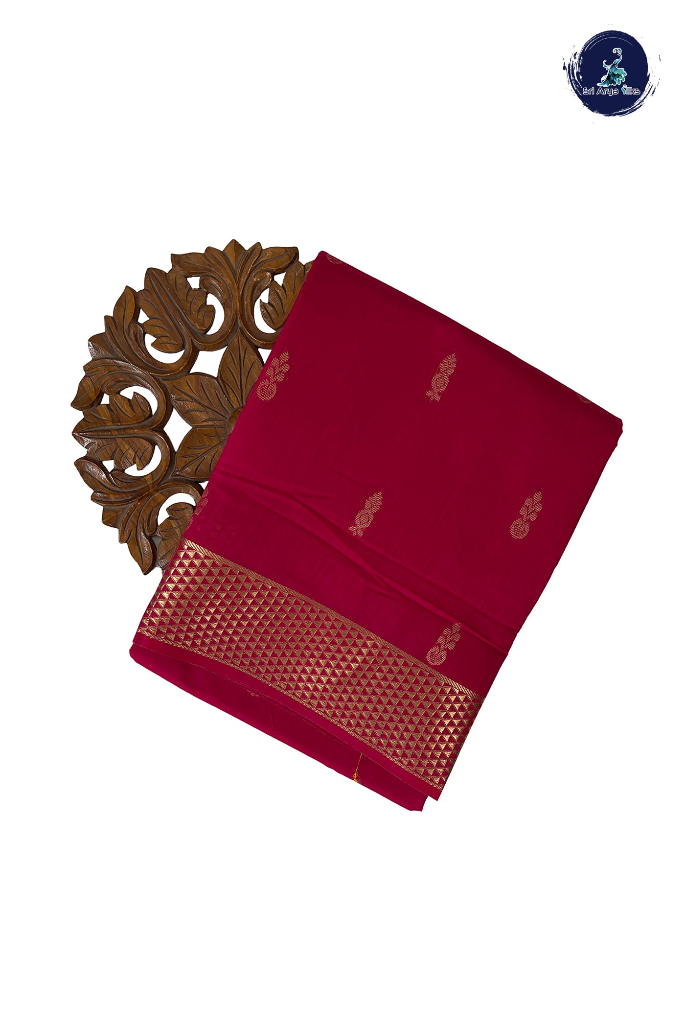 Dark Pink Madisar Semi Silk Cotton Saree With Zari Buttas Pattern