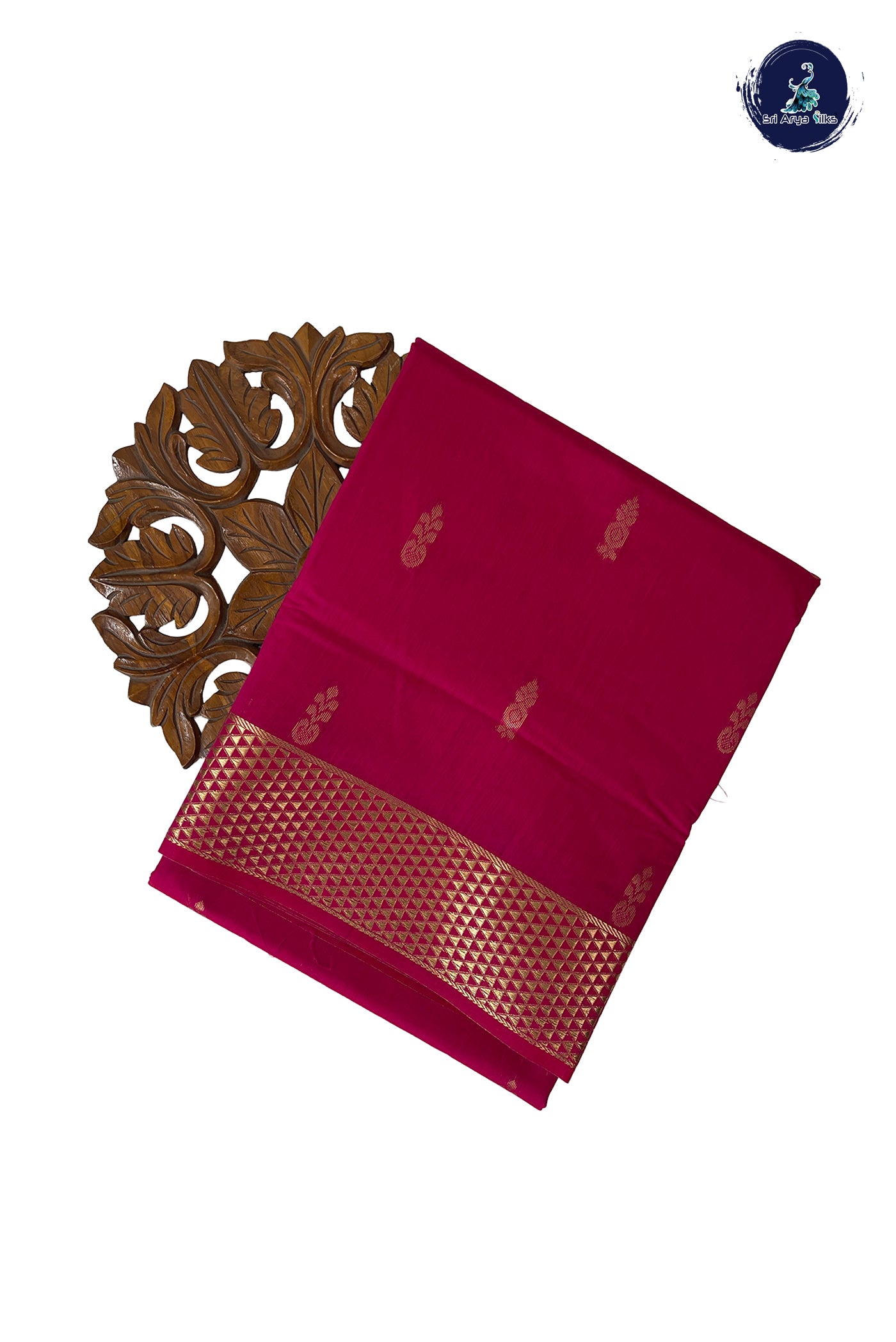 Dark Pink Madisar Semi Silk Cotton Saree With Zari Buttas Pattern