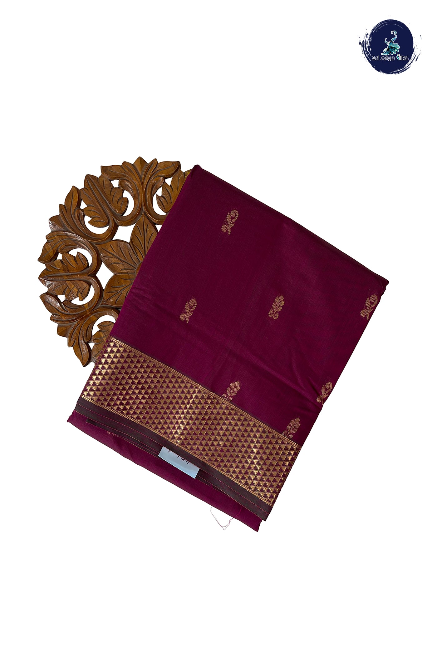 Pinkish Maroon Madisar Semi Silk Cotton Saree With Zari Buttas Pattern