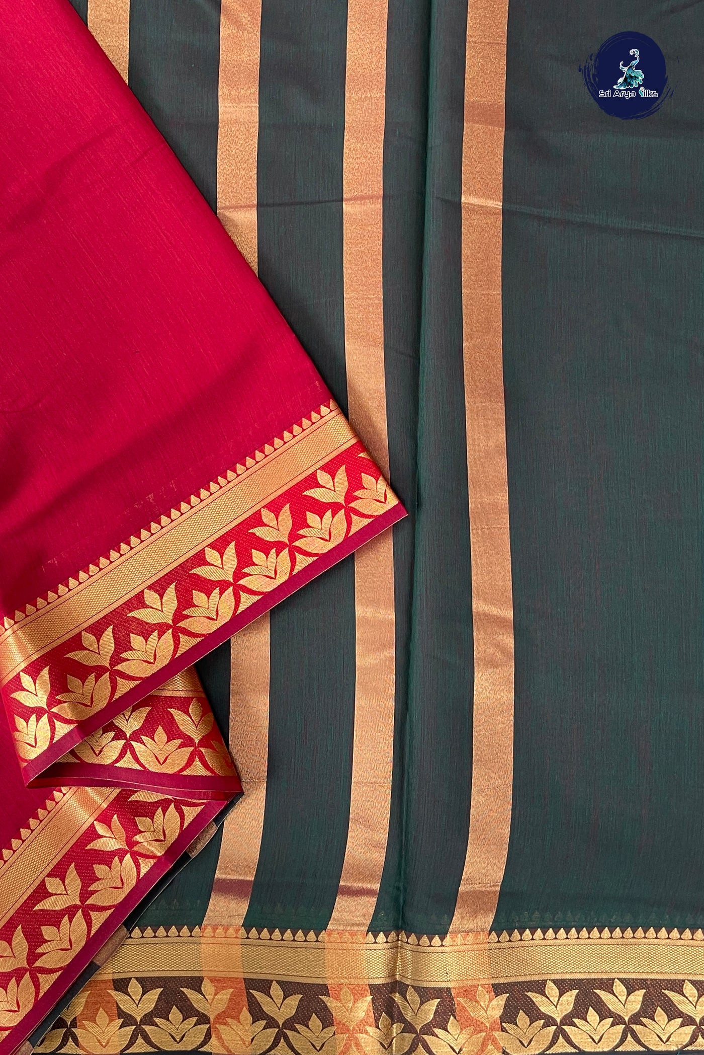 Maroon Madisar Semi Silk Cotton Saree With Plain Pattern