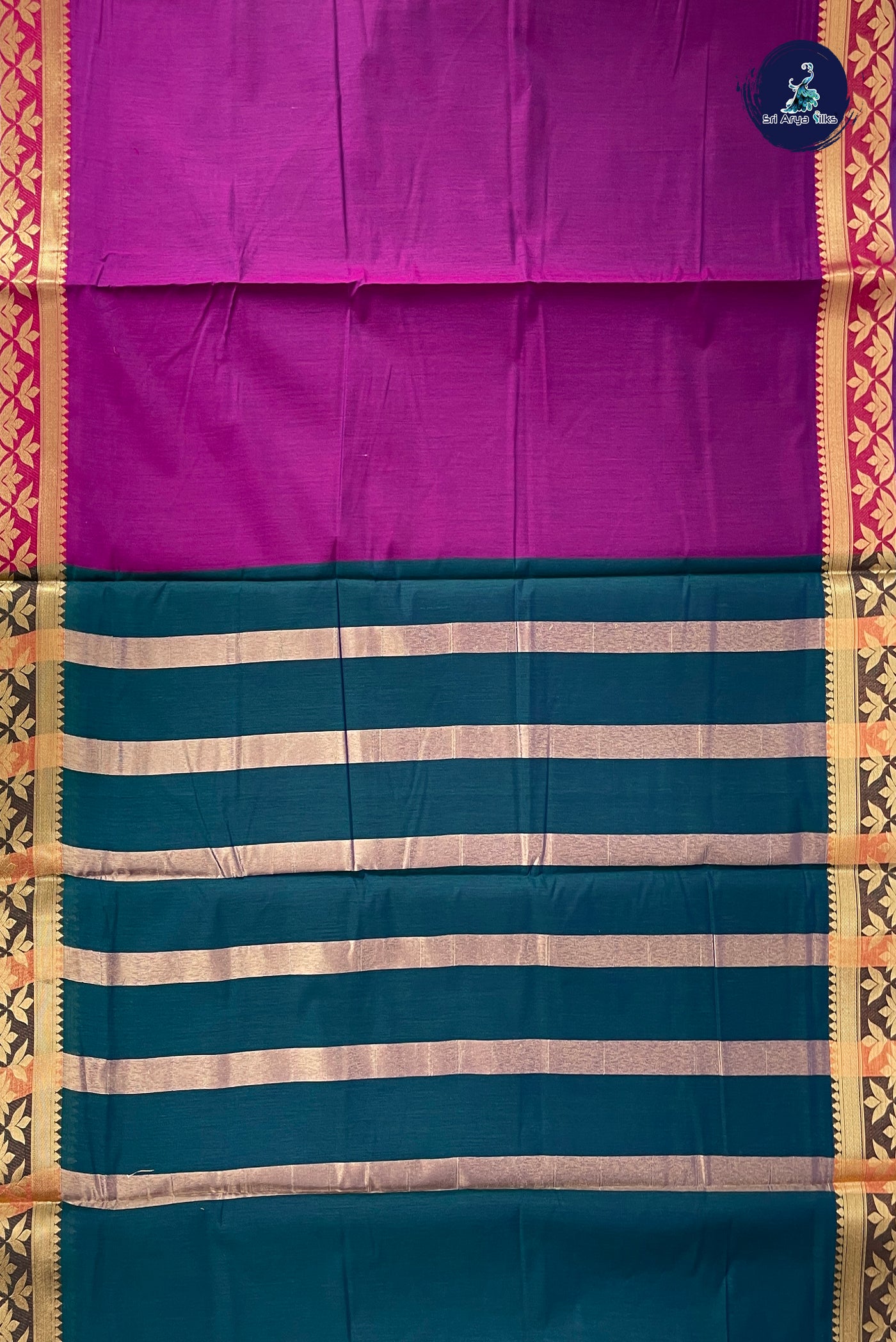 Purple Madisar Semi Silk Cotton Saree With Plain Pattern