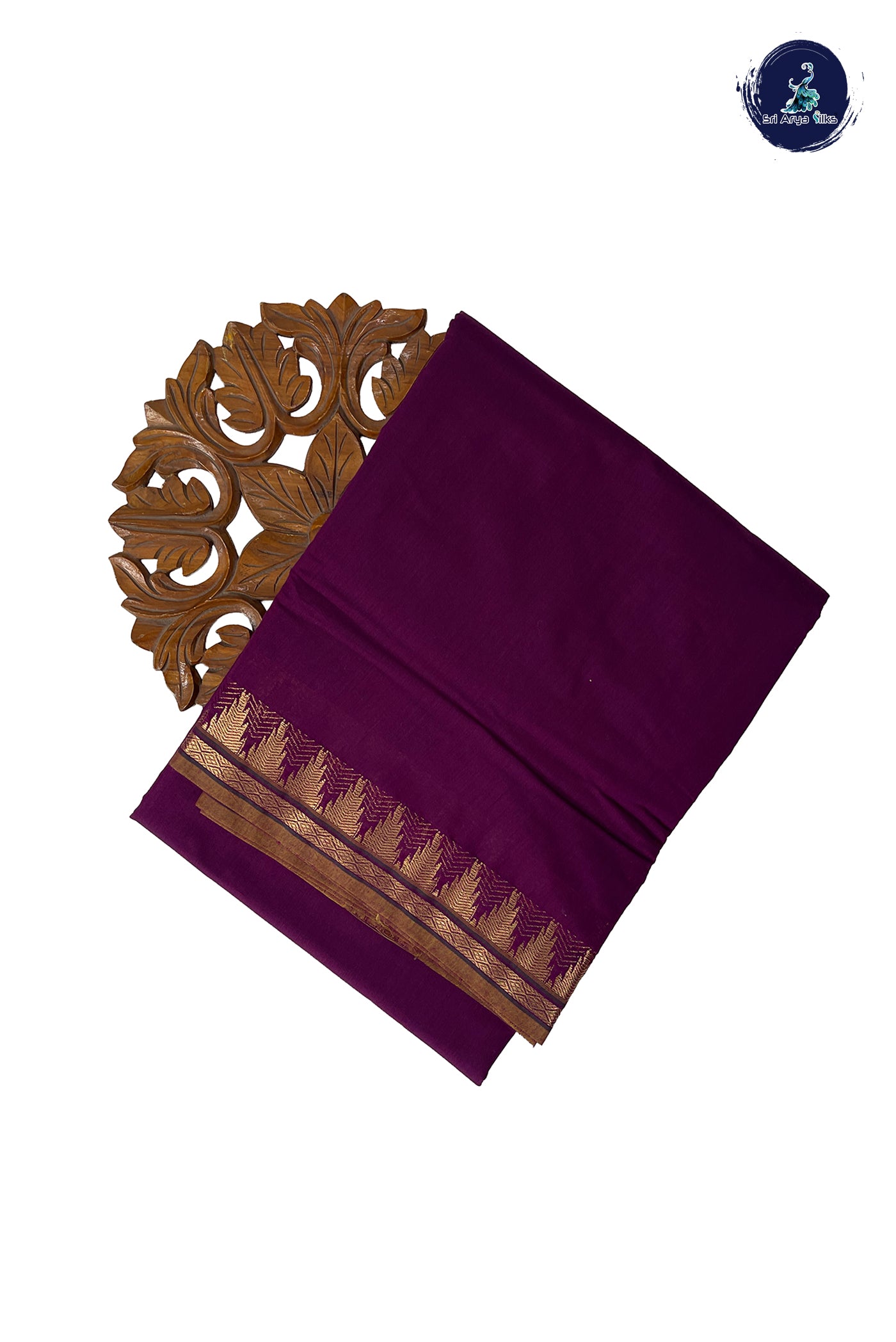 Jamun Madisar Semi Silk Cotton Saree With Plain Pattern