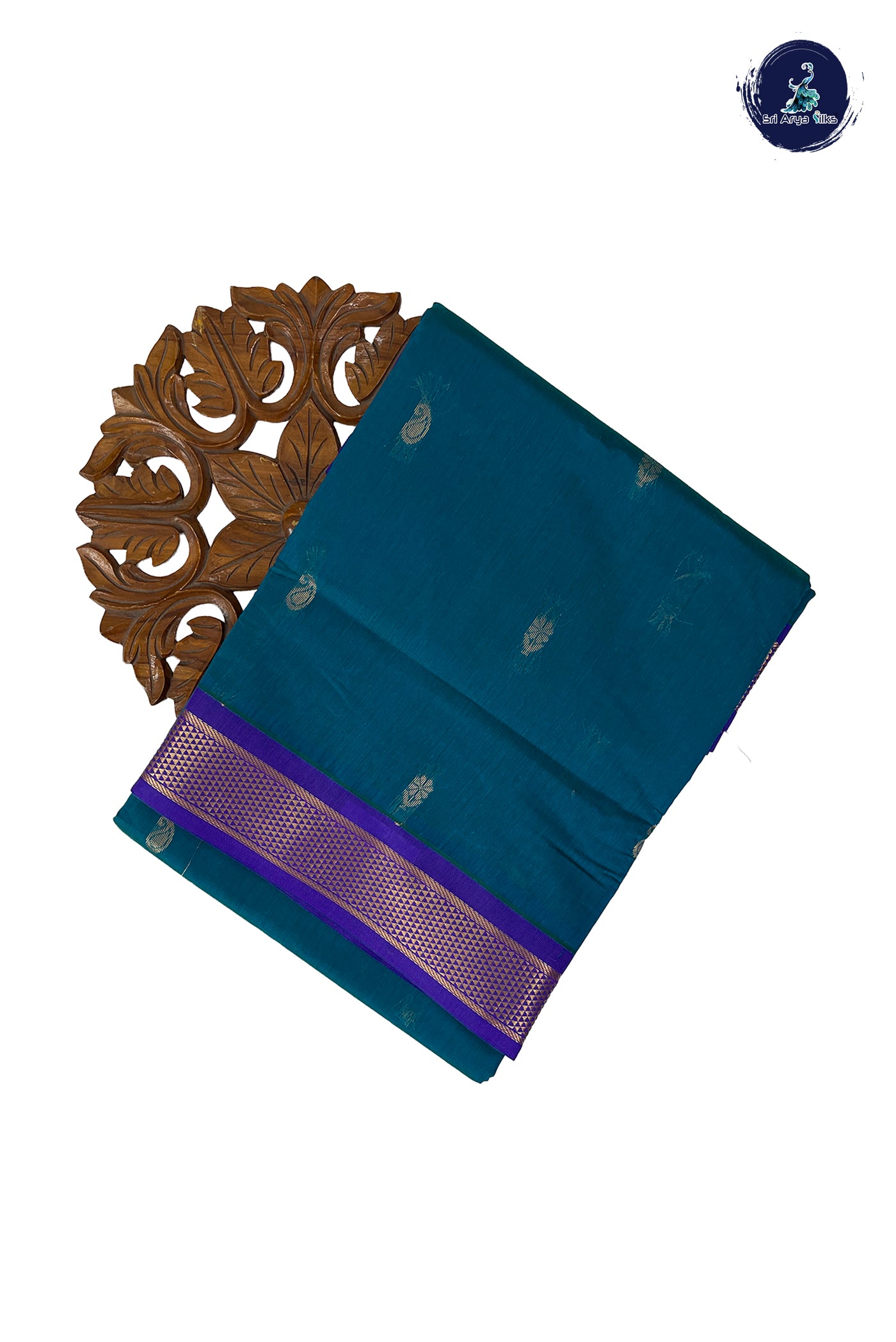 Peacock Green Madisar Semi Silk Cotton Saree With Zari Buttas Pattern