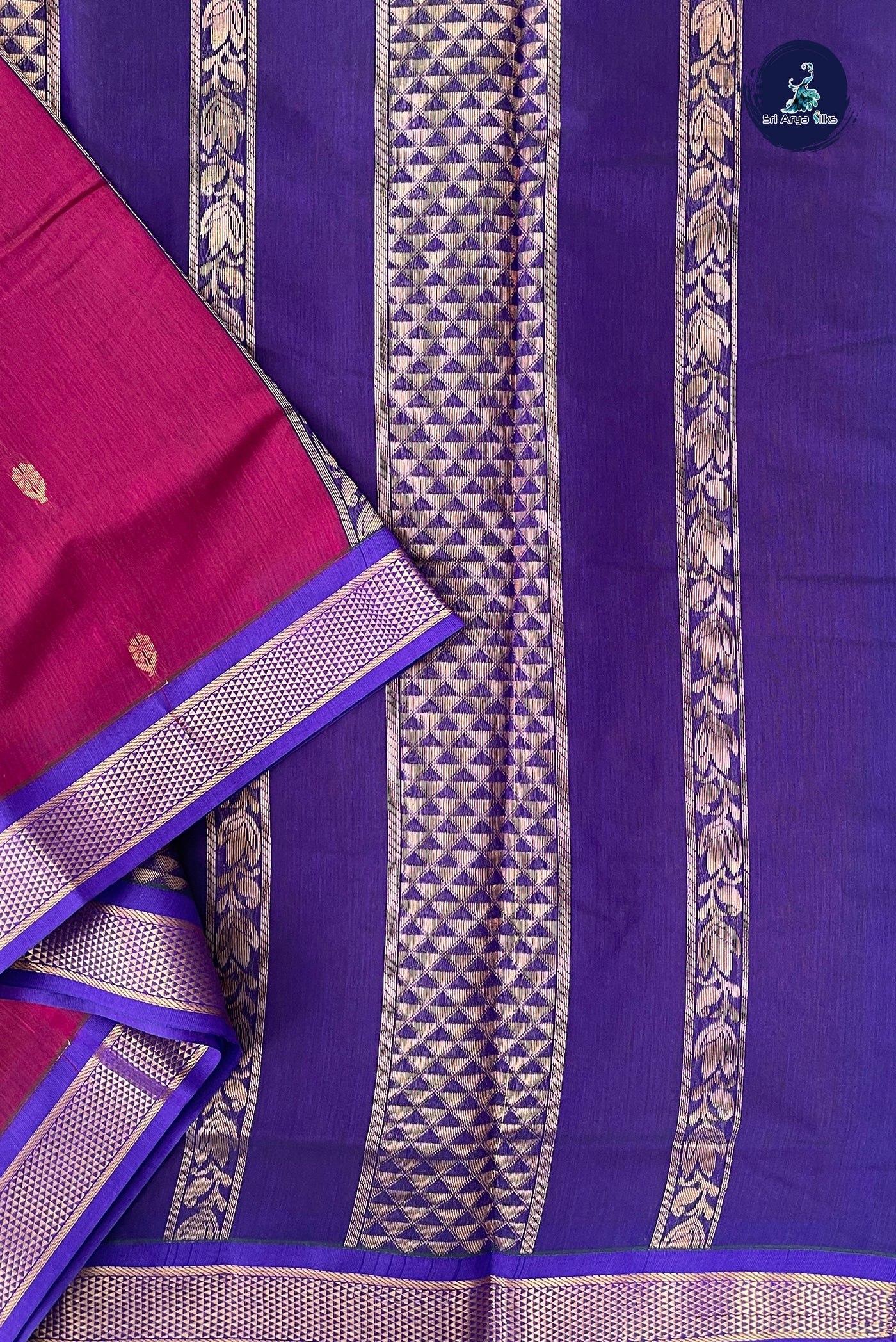 BeetRoot Shade Madisar Semi Silk Cotton Saree With Zari Buttas Pattern