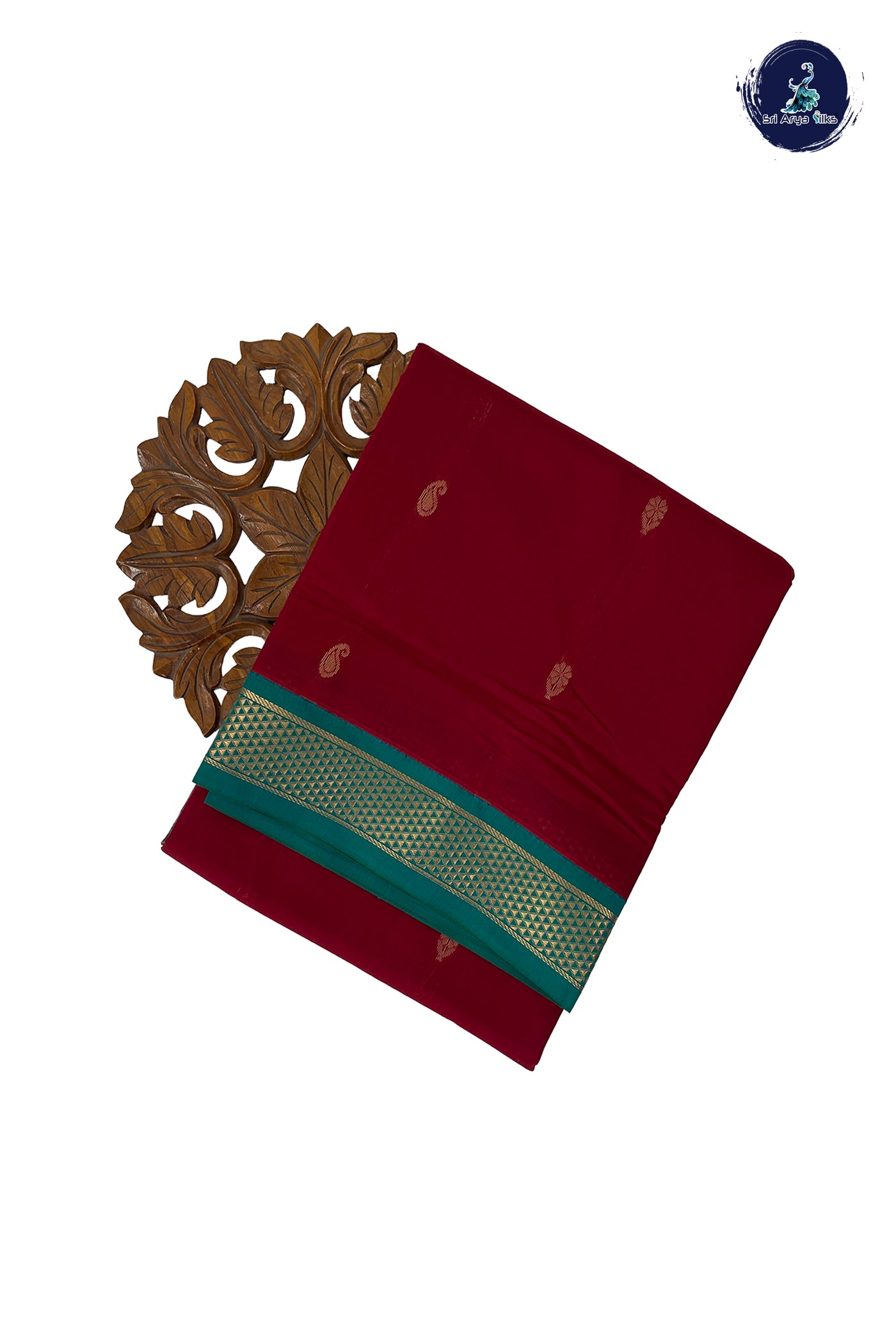 Maroon Madisar Semi Silk Cotton Saree With Zari Buttas Pattern