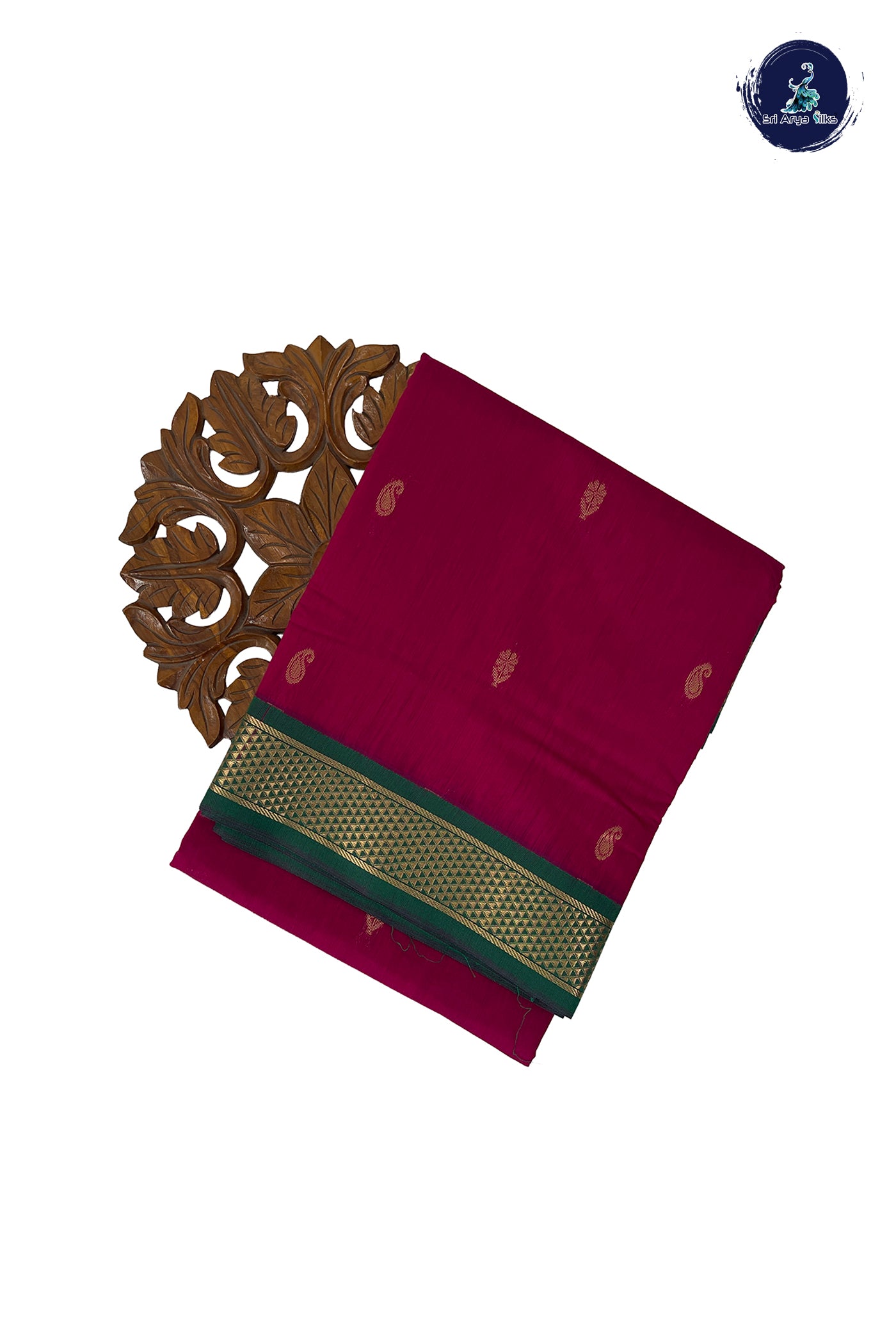 Dark Pink Madisar Semi Silk Cotton Saree With Zari Buttas Pattern