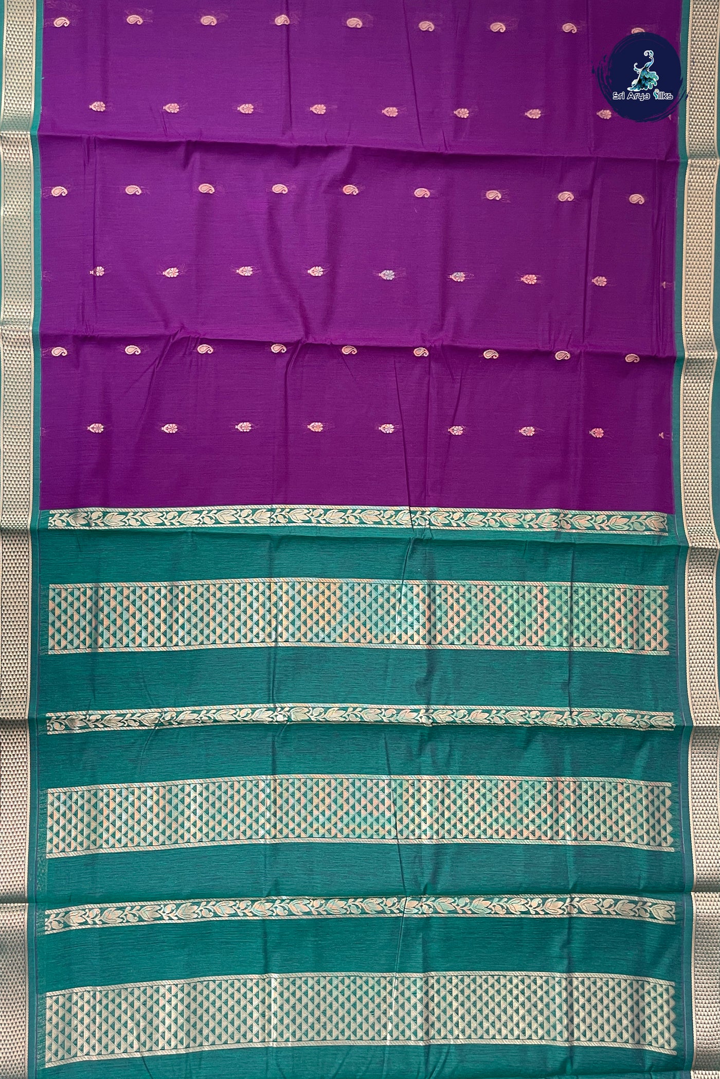 Jamun Madisar Semi Silk Cotton Saree With Zari Buttas Pattern