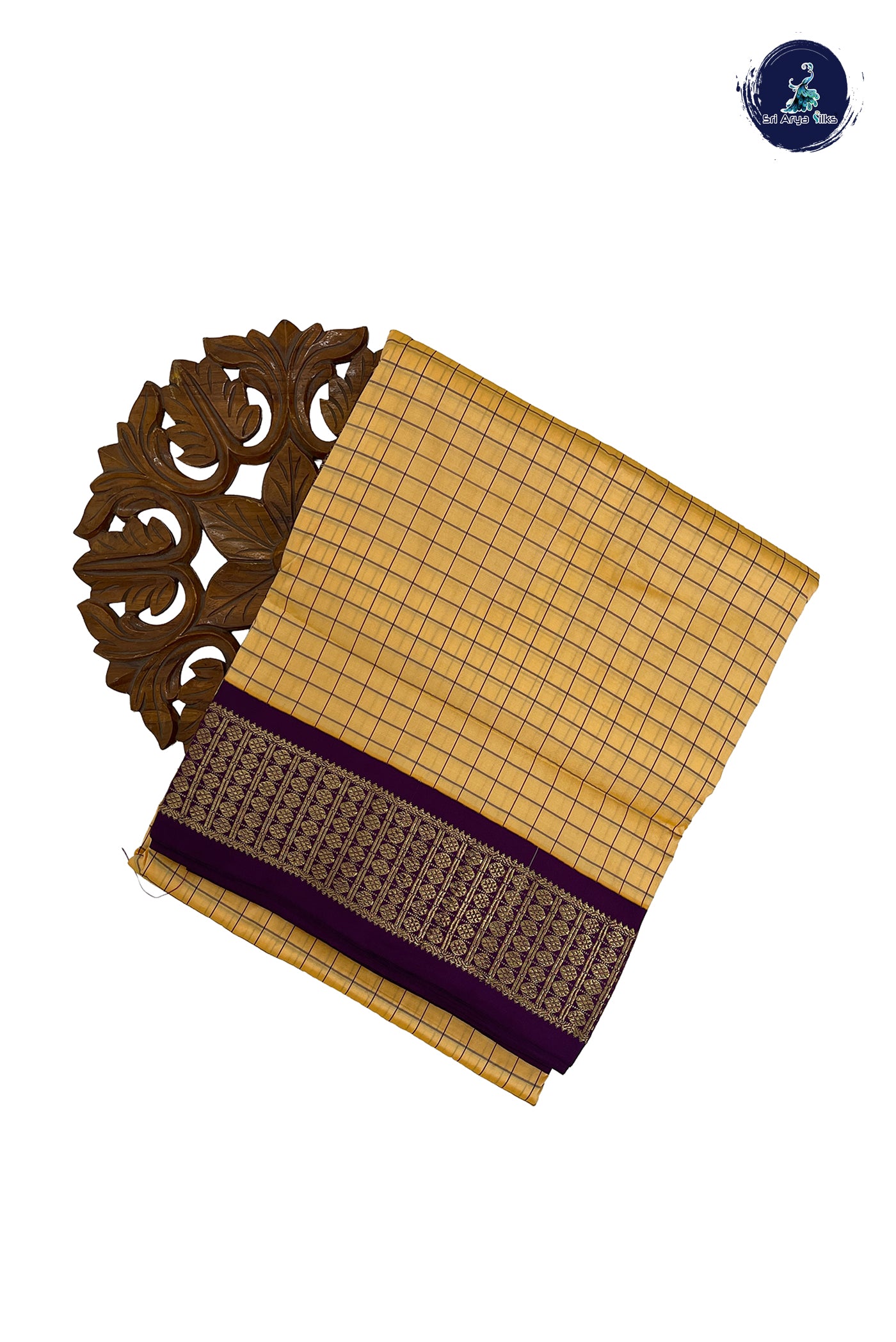 Cream Madisar Semi Silk Saree With Checked Pattern